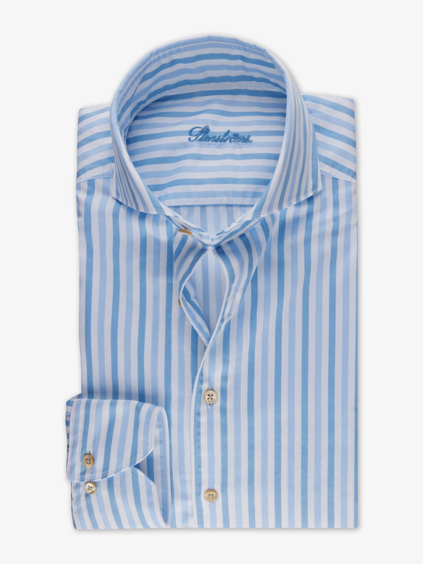 Stenströms Casual Ljusblå Randig Twillskjorta | Herr | Herrskjortor | Fitted Body | Storlek: XL | Ljusblå | Randig | Lång Ärm