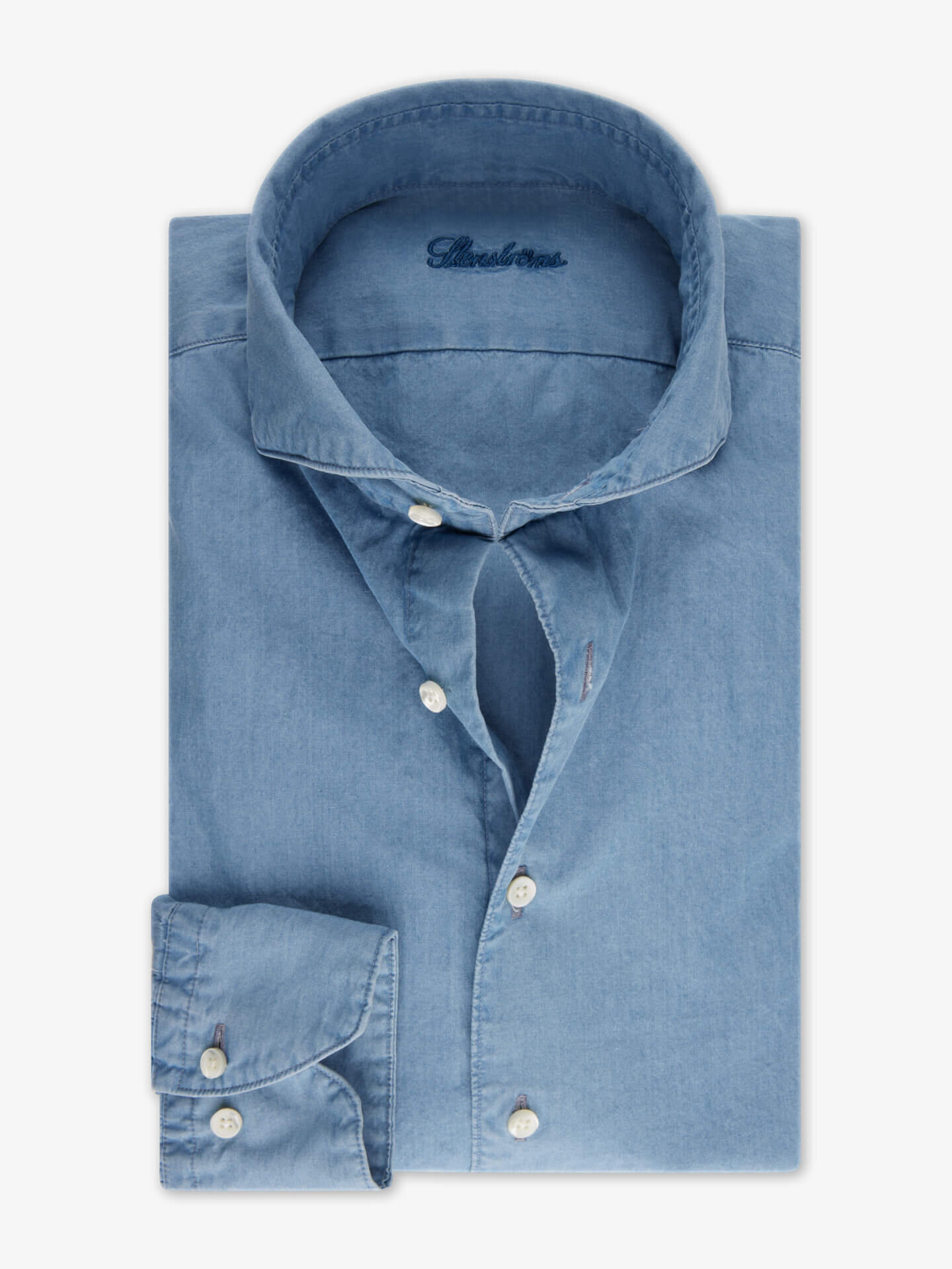 Stenströms Ljusblå Jeansskjorta | Herr | Herrskjortor | Fitted Body | Storlek: L | Ljusblå | Enfärgad | Lång Ärm
