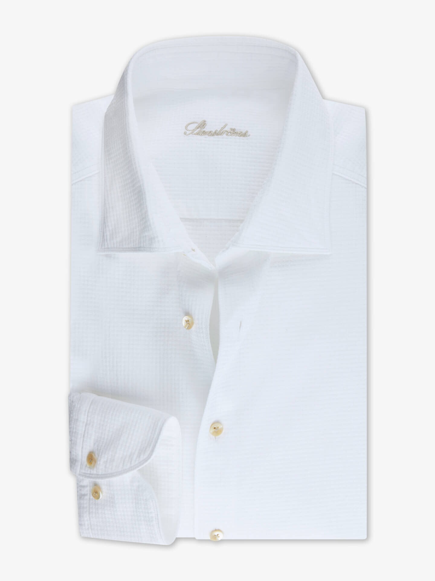 Stenströms Casual Vit Skjorta med Struktur | Herr | Herrskjortor | Fitted Body | Storlek: XXL | Vit | Lång Ärm