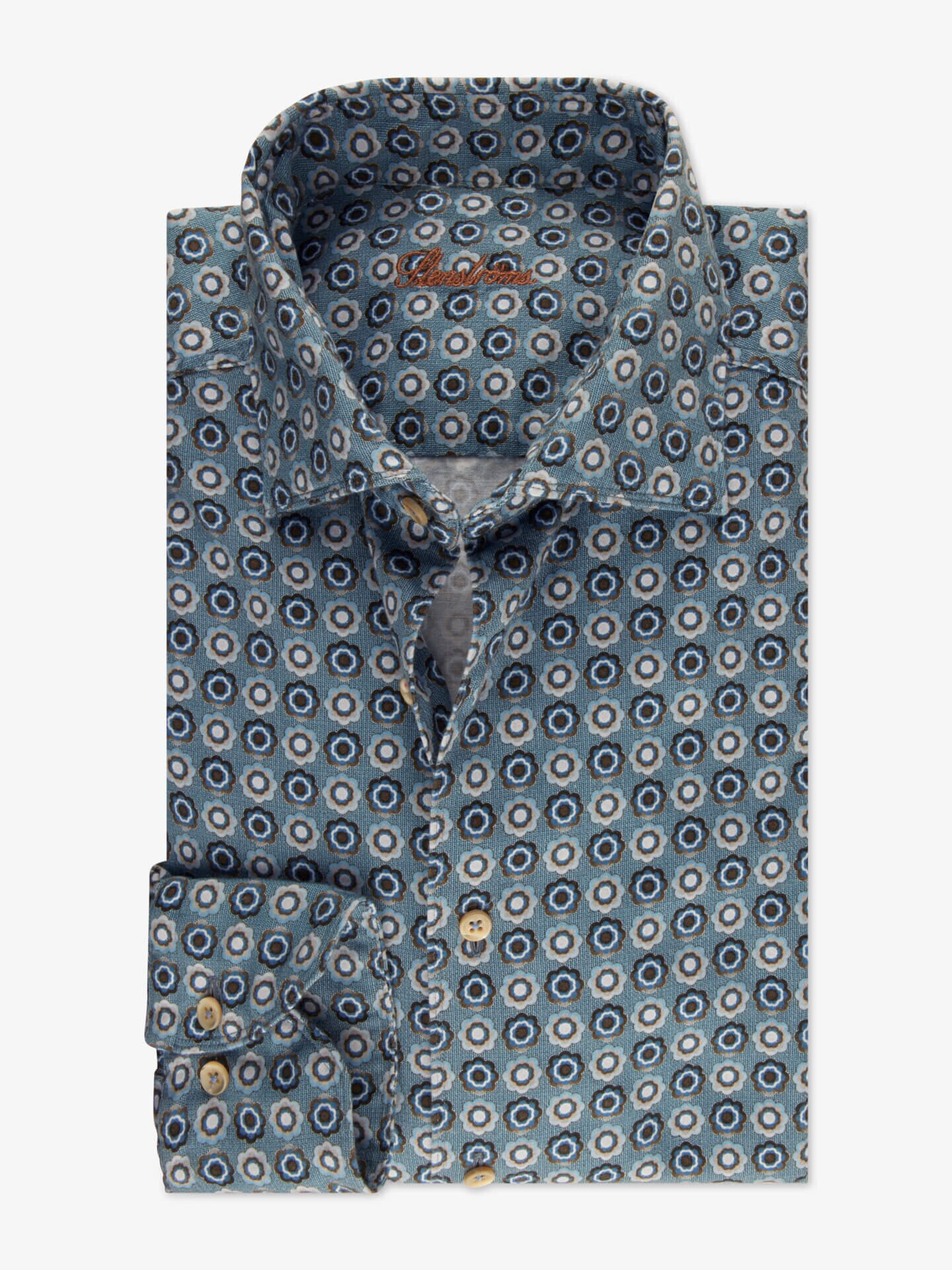 Casual Blue Floral Oxford Shirt