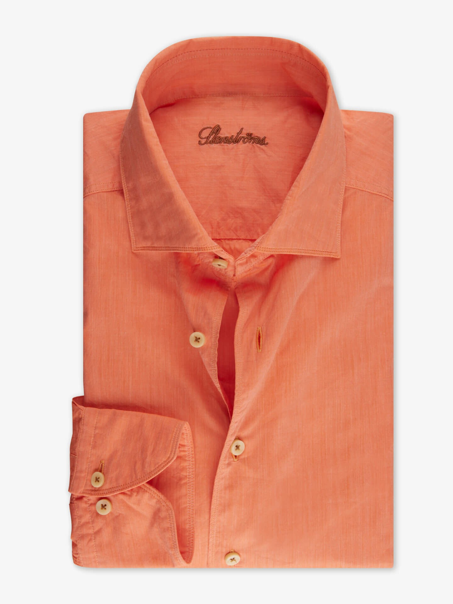Stenströms Casual Orange Poplinskjorta | Herr | Herrskjortor | Fitted Body | Storlek: M | Orange | Enfärgad | Lång Ärm