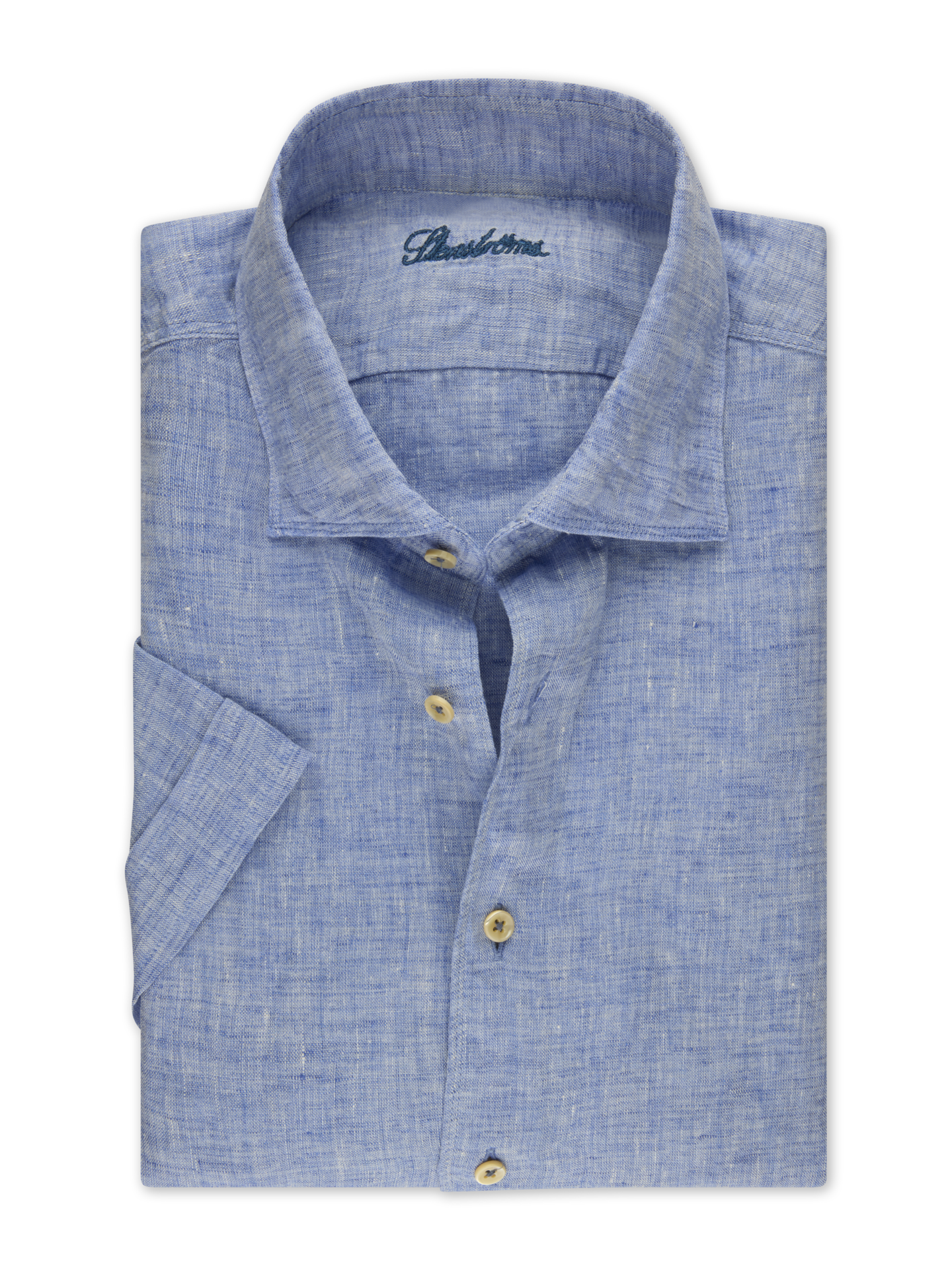 Stenströms Blå linskjorte, kortermet | Herre | Herreskjorter | Fitted Body | Størrelse: 3XL | Blå | Solid | Kort Erm