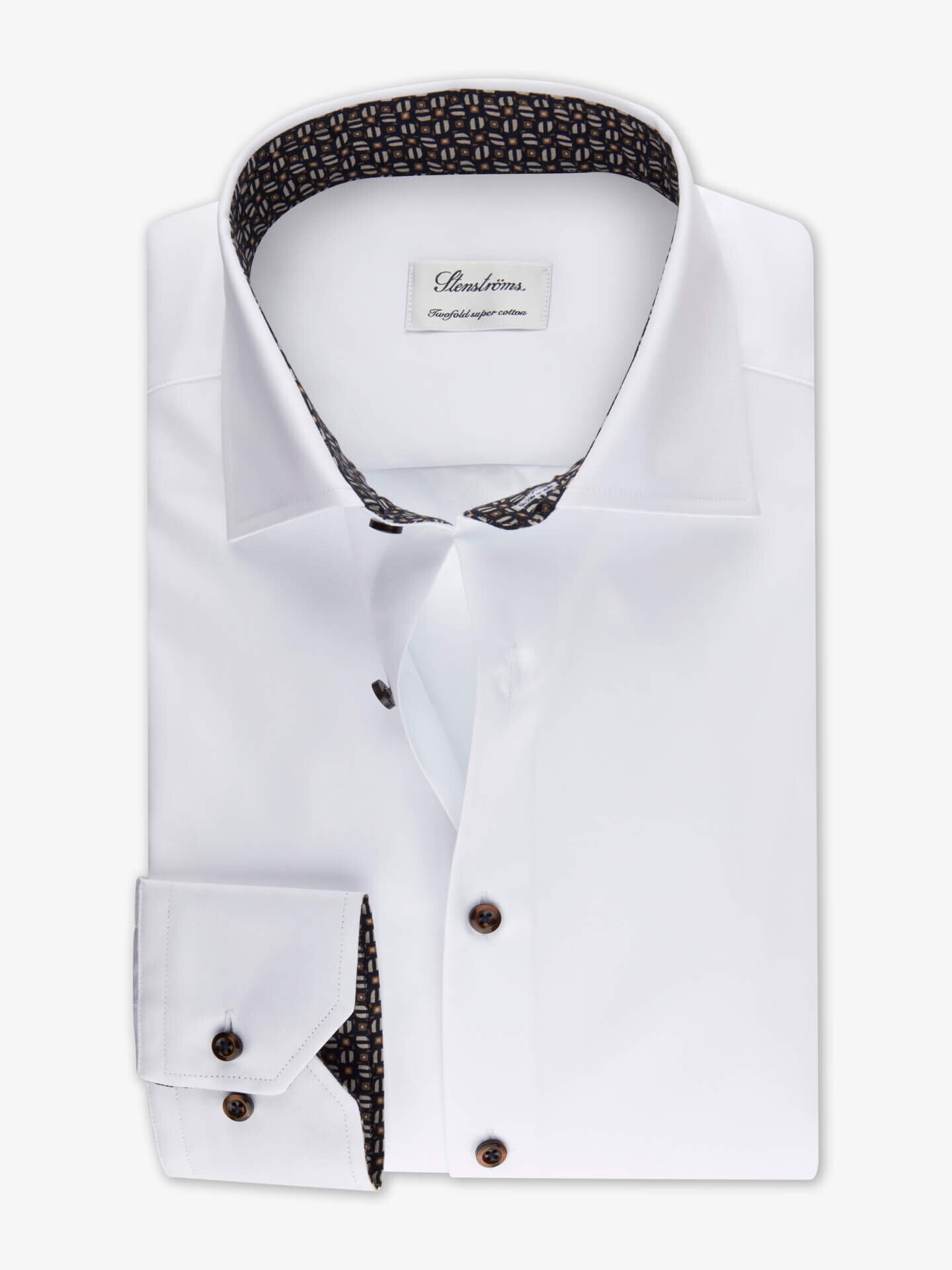 Stenströms Vit Kontrast Twillskjorta | Herr | Herrskjortor | Storlek: 45 | Vit | Enfärgad | Lång Ärm