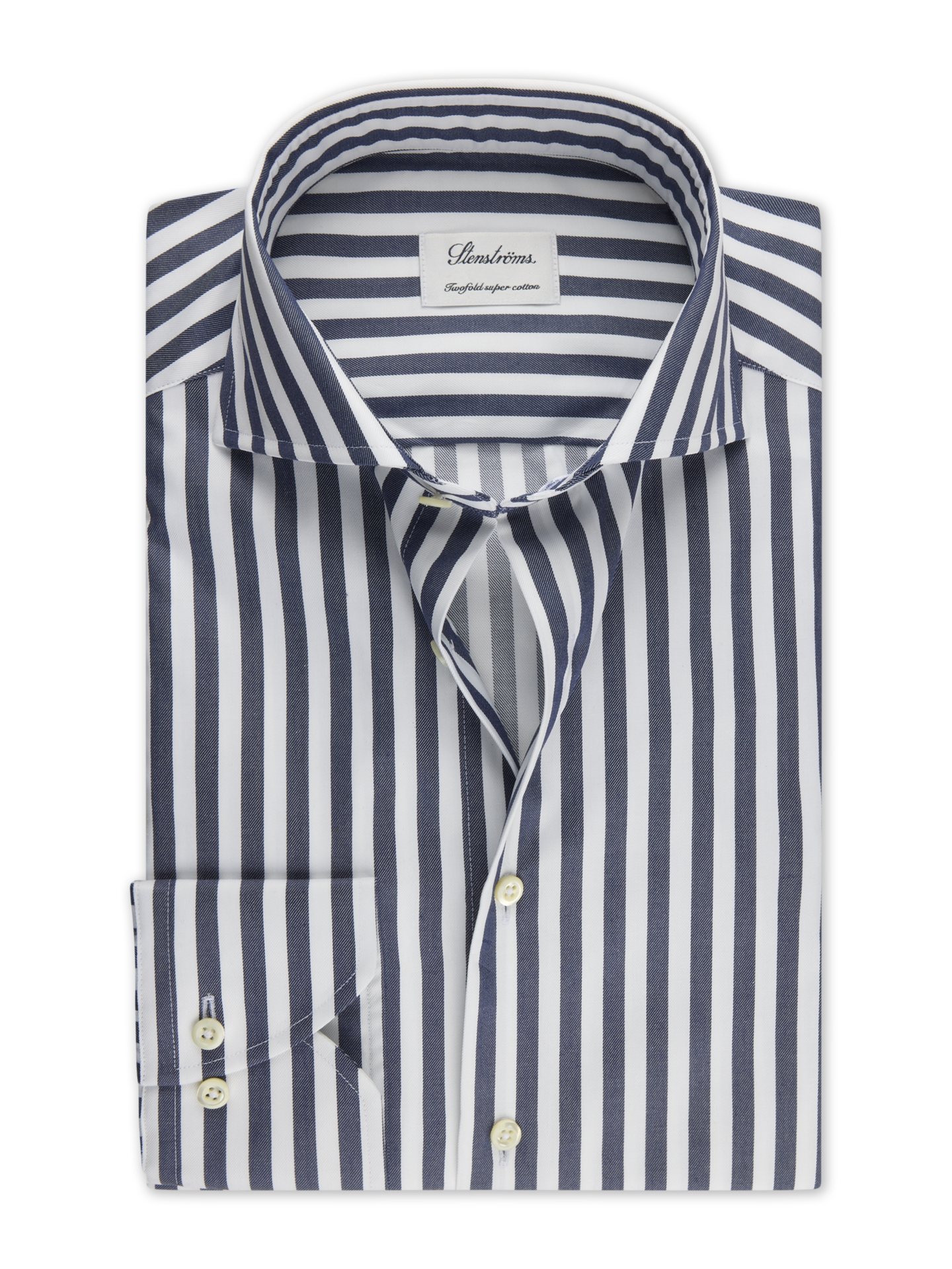 Stenströms Marineblå stripete twillskjorte | Herre | Herreskjorter | Slimline | Størrelse: 39 | Marineblå | Striped | Lange Ermer