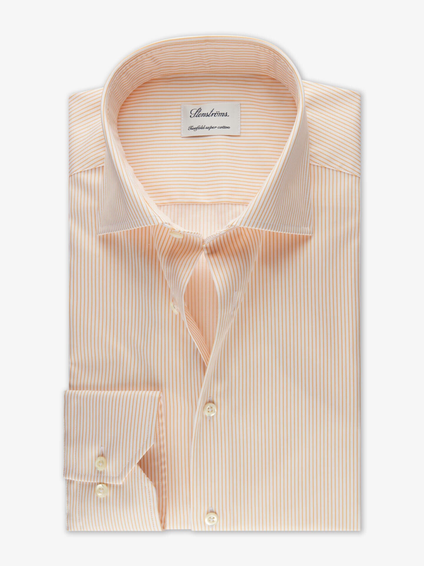 Stenströms Ljus orange Randig Twillskjorta | Herr | Herrskjortor | Slimline | Storlek: 38 | Ljus orange | Randig | Lång Ärm