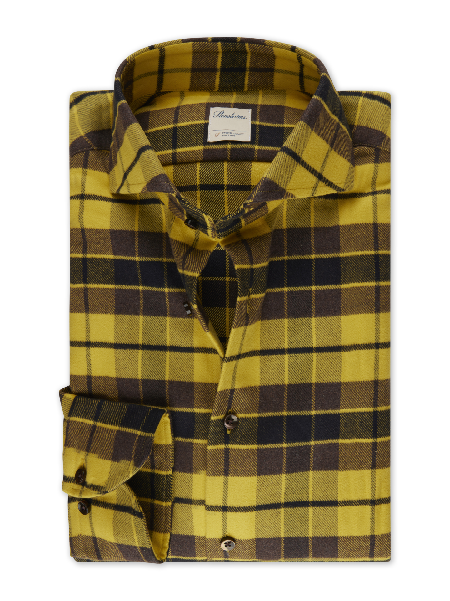 Stenströms Gul Rutig Flanellskjorta | Herr | Herrskjortor | Storlek: XL | Gul | Lång Ärm