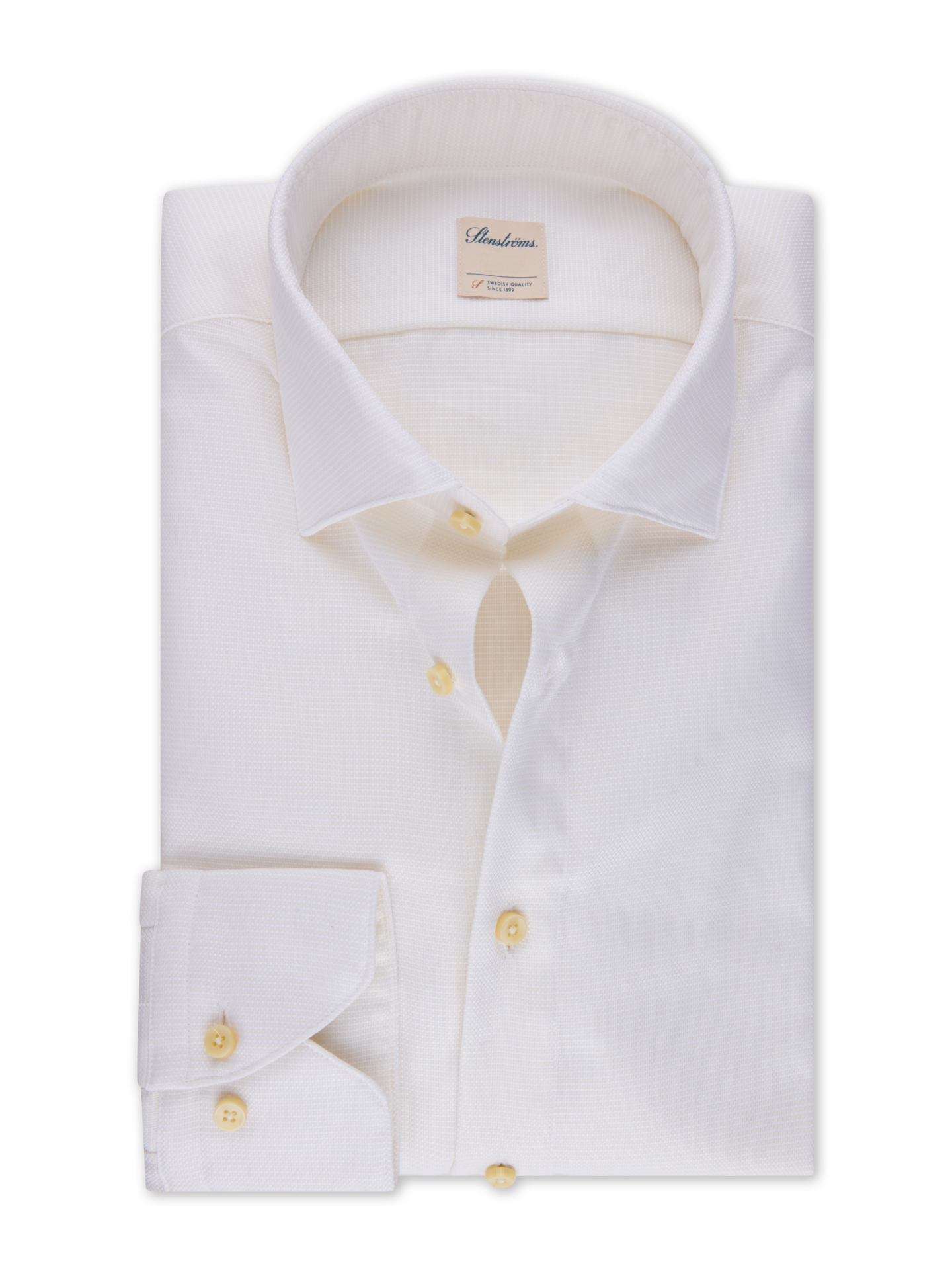 Stenströms Offwhite Teksturert oxfordskjorte | Herre | Herreskjorter | Slimline | Størrelse: M | Offwhite | Solid | Lange Ermer