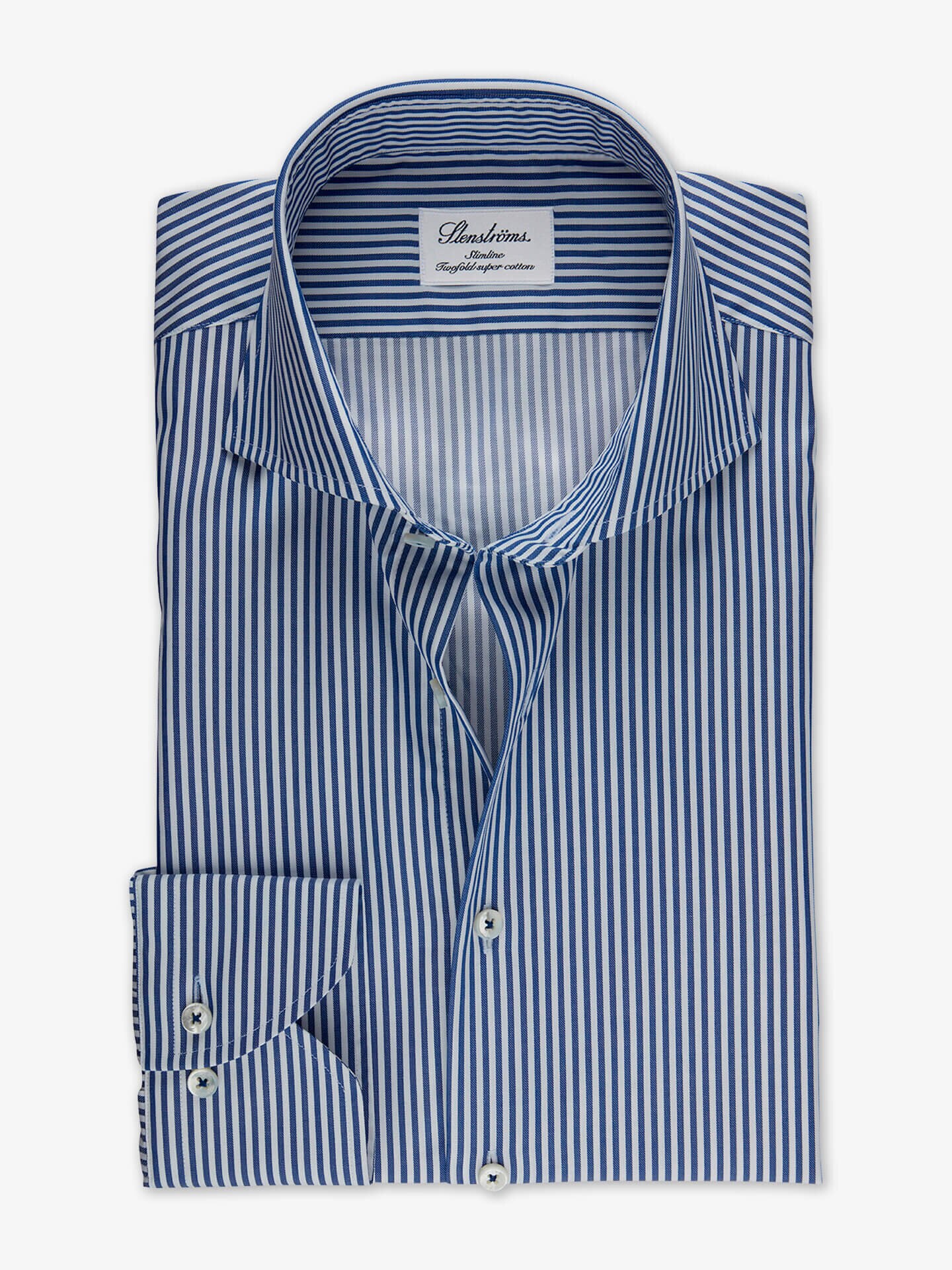 Stenströms Blå Stripet twillskjorte | Herre | Herreskjorter | Slimline | Størrelse: 38 | Blå | Striped | Lange Ermer