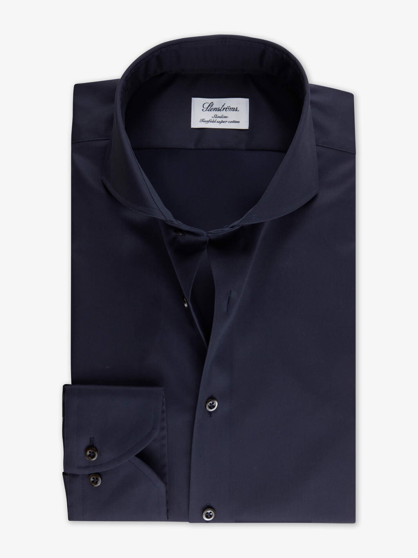 Stenströms Marineblå Twillskjorte | Herre | Herreskjorter | Slimline | Størrelse: 36 | Marineblå | Solid | Lange Ermer