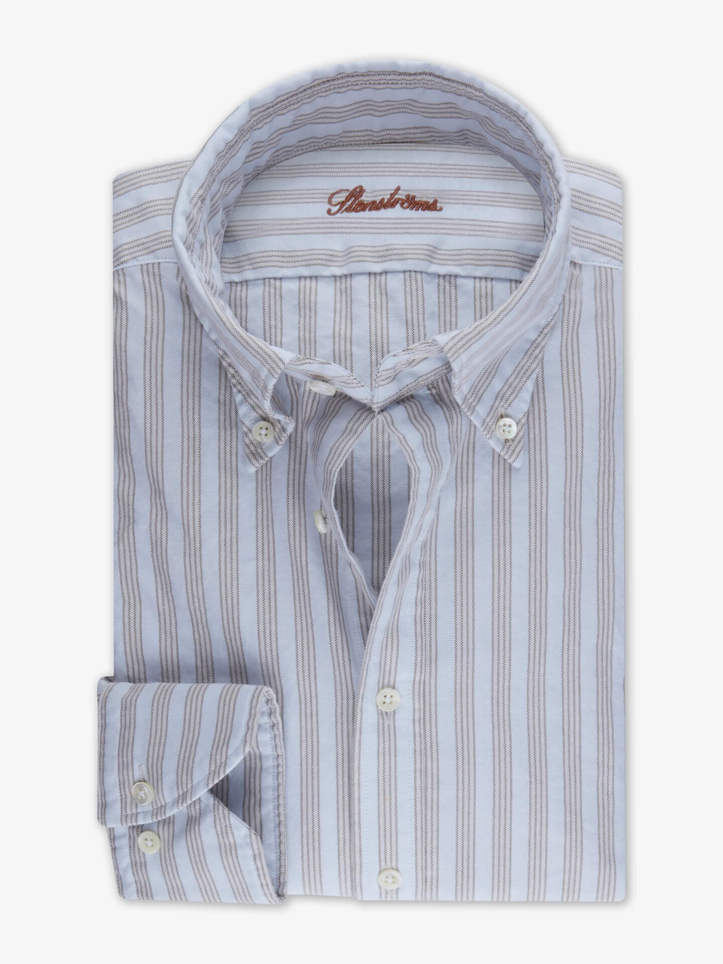 Stenströms Casual Ljusblå Randig Oxfordskjorta | Herr | Herrskjortor | Slimline | Storlek: XXL | Ljusblå | Randig | Lång Ärm