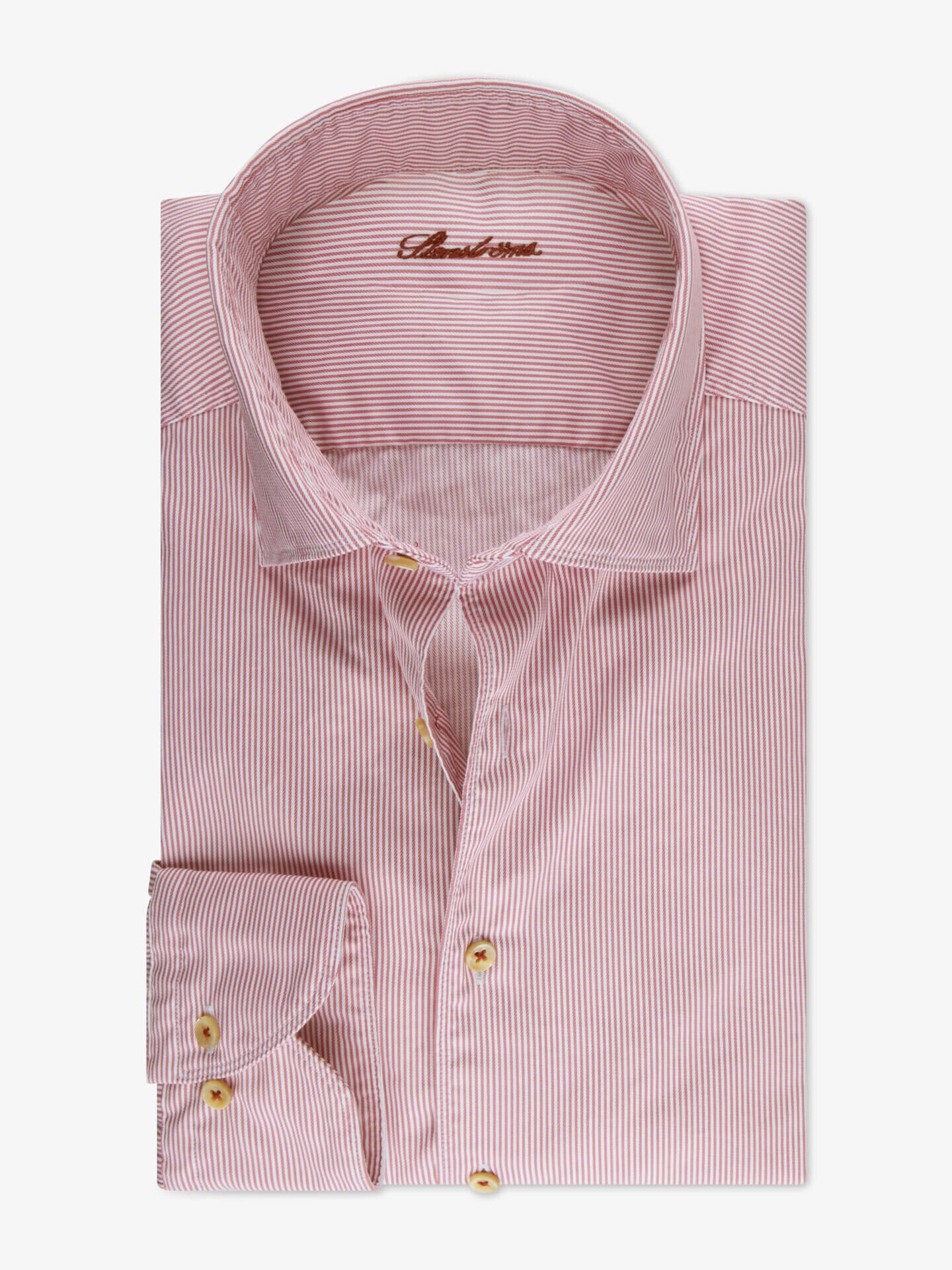 Stenströms Casual Röd Randig Twillskjorta | Herr | Herrskjortor | Slimline | Storlek: S | Rosa | Lång Ärm