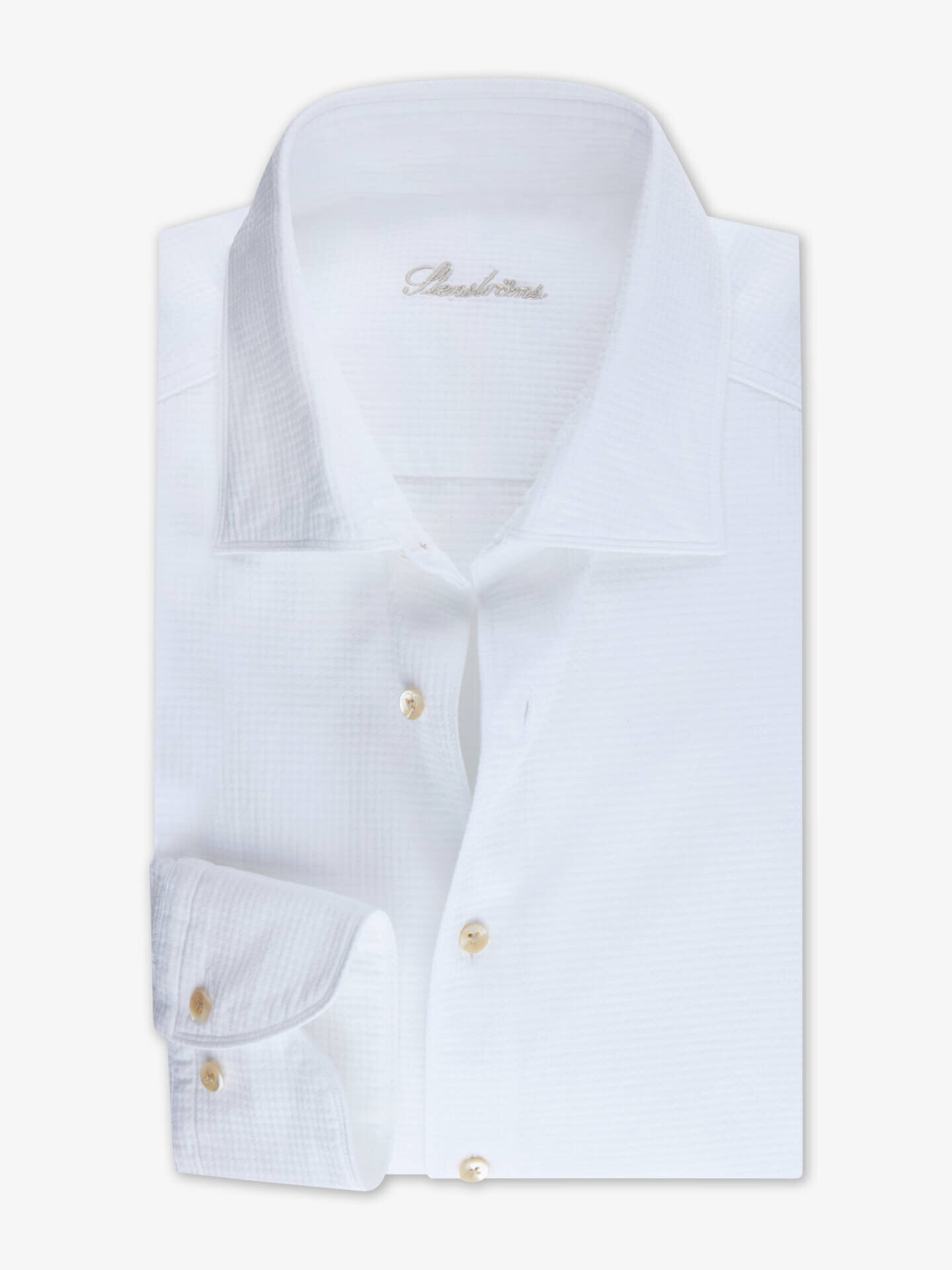 Stenströms Casual Off-White Textured Shirt | Herre | Herreskjorter | Slimline | Størrelse: L | Hvit | Lange Ermer