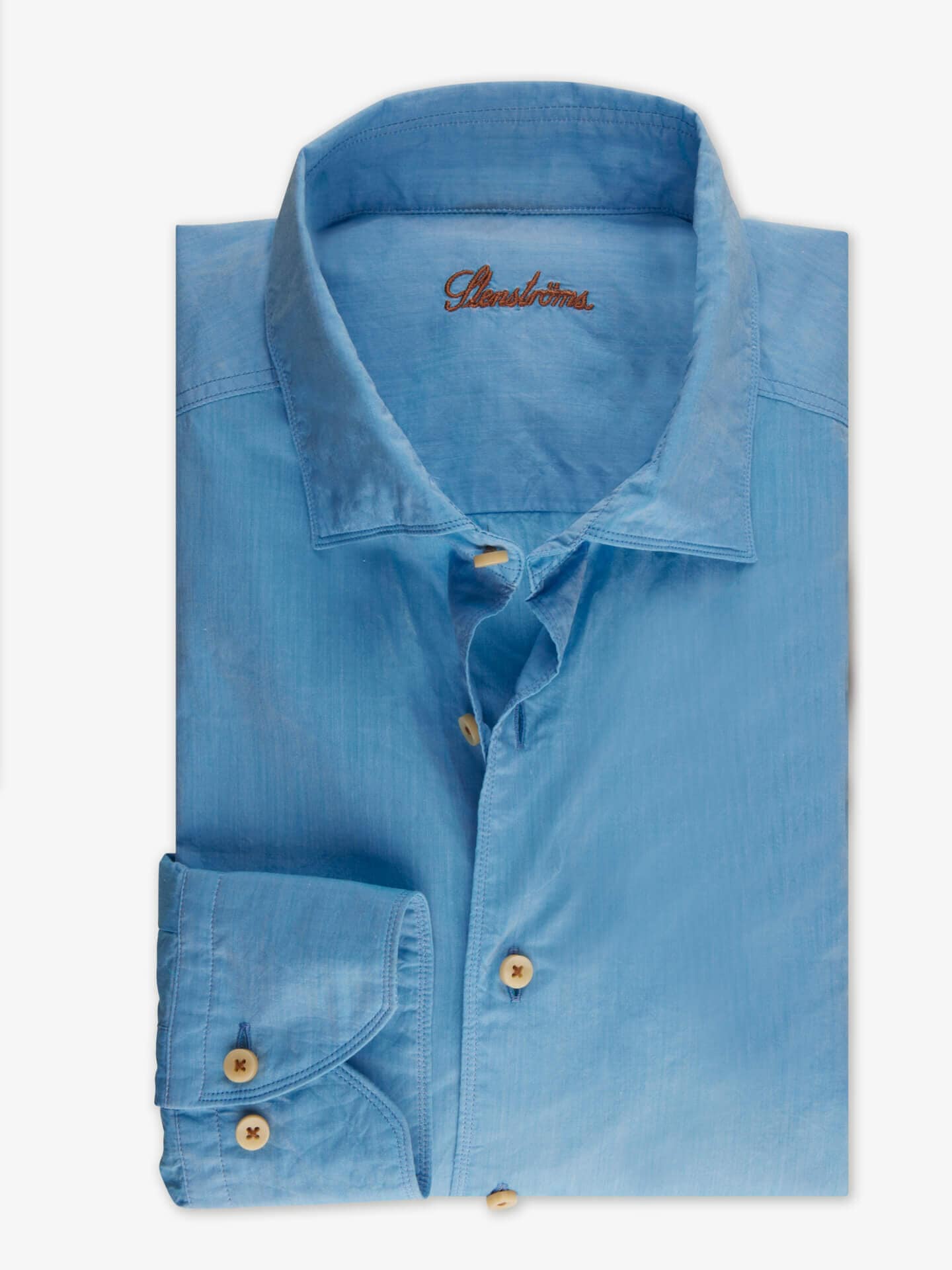 Stenströms Casual Blå Poplinskjorta | Herr | Herrskjortor | Slimline | Storlek: XXL | Blå | Enfärgad | Lång Ärm
