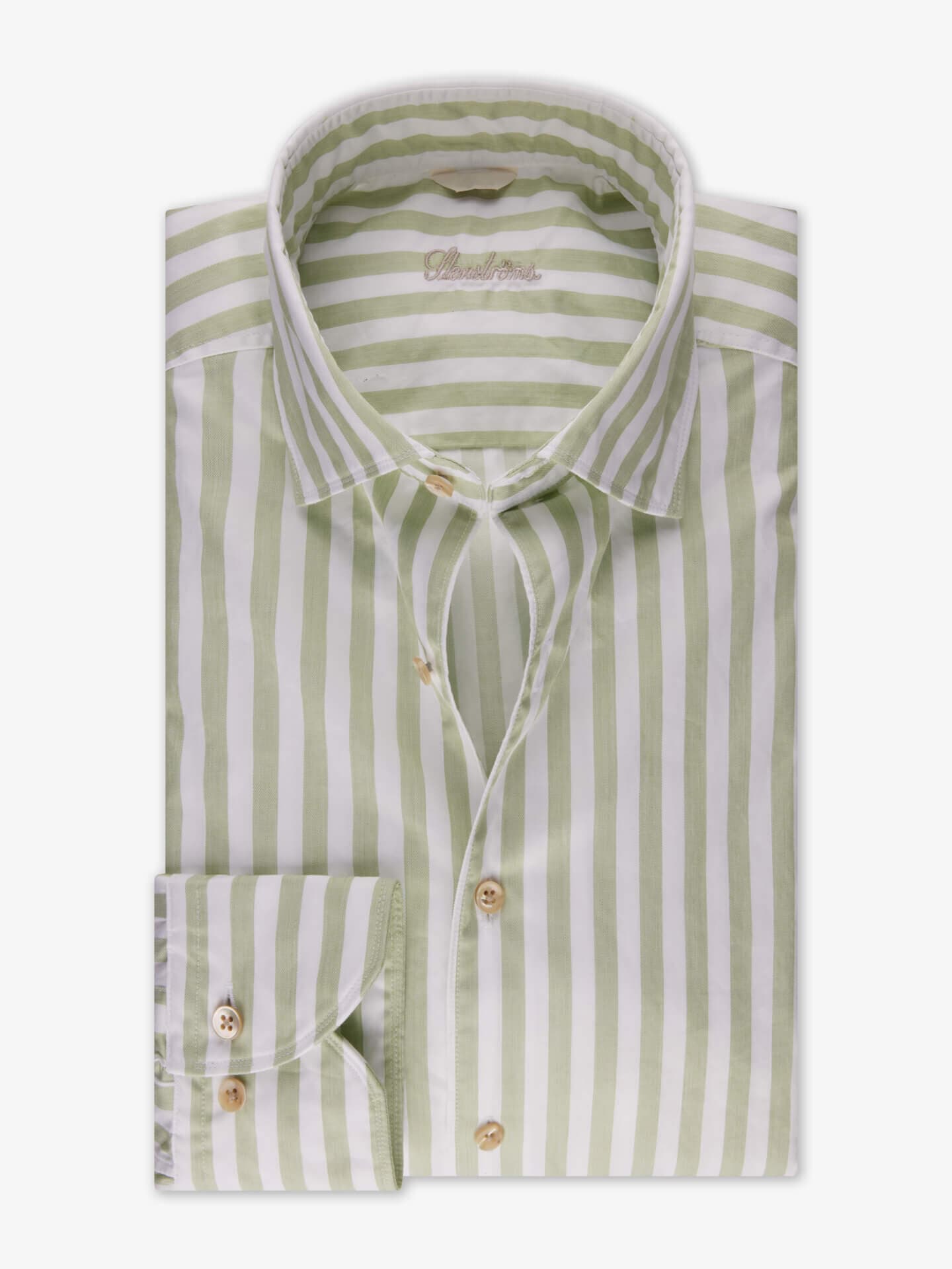 Casual Light green Striped Twill Shirt 