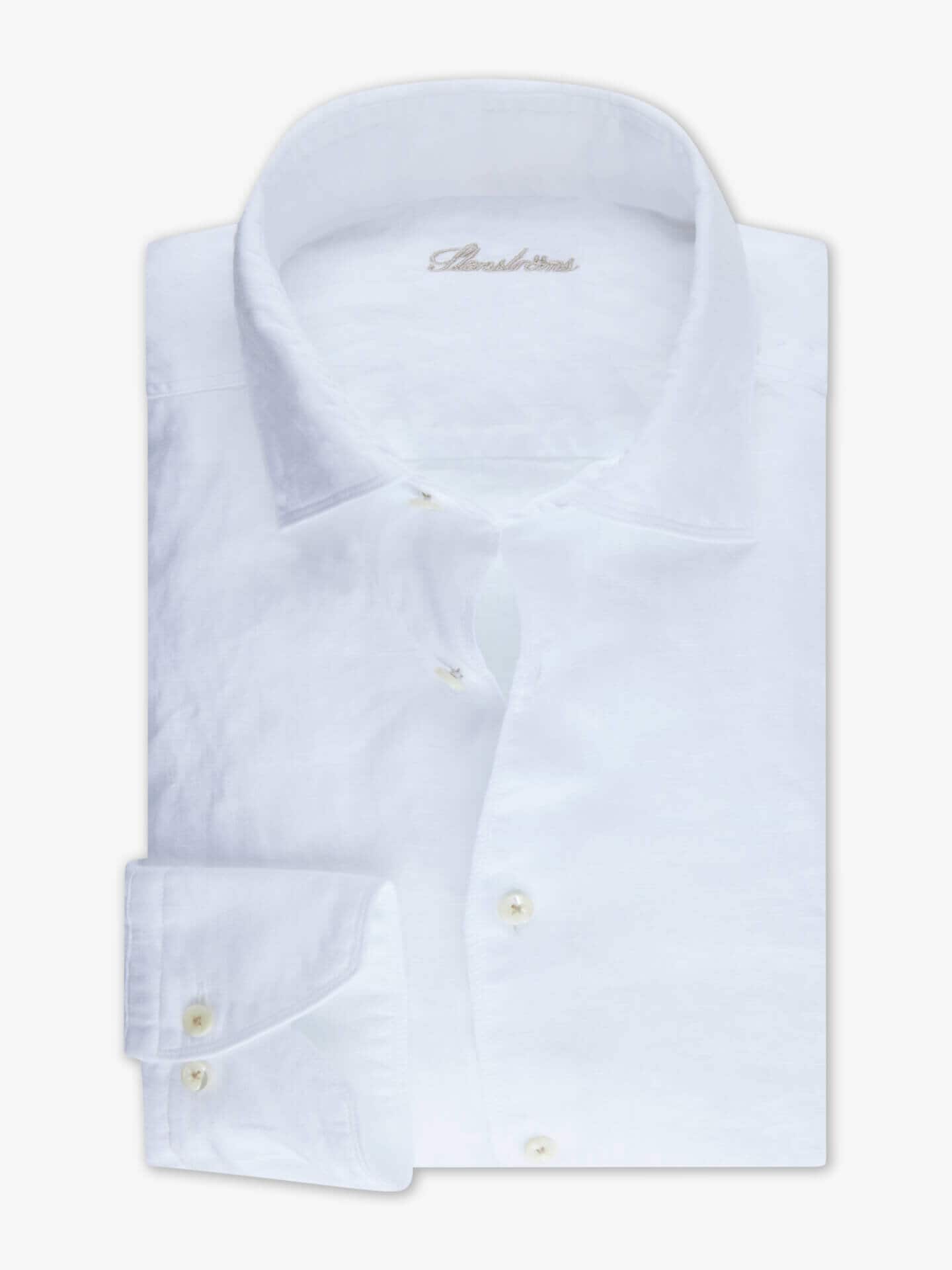 Stenströms Vit Linneskjorta, XL-Ärmar | Herr | Herrskjortor | Slimline | Storlek: M | Vit | Enfärgad | Extra Långa Ärmar