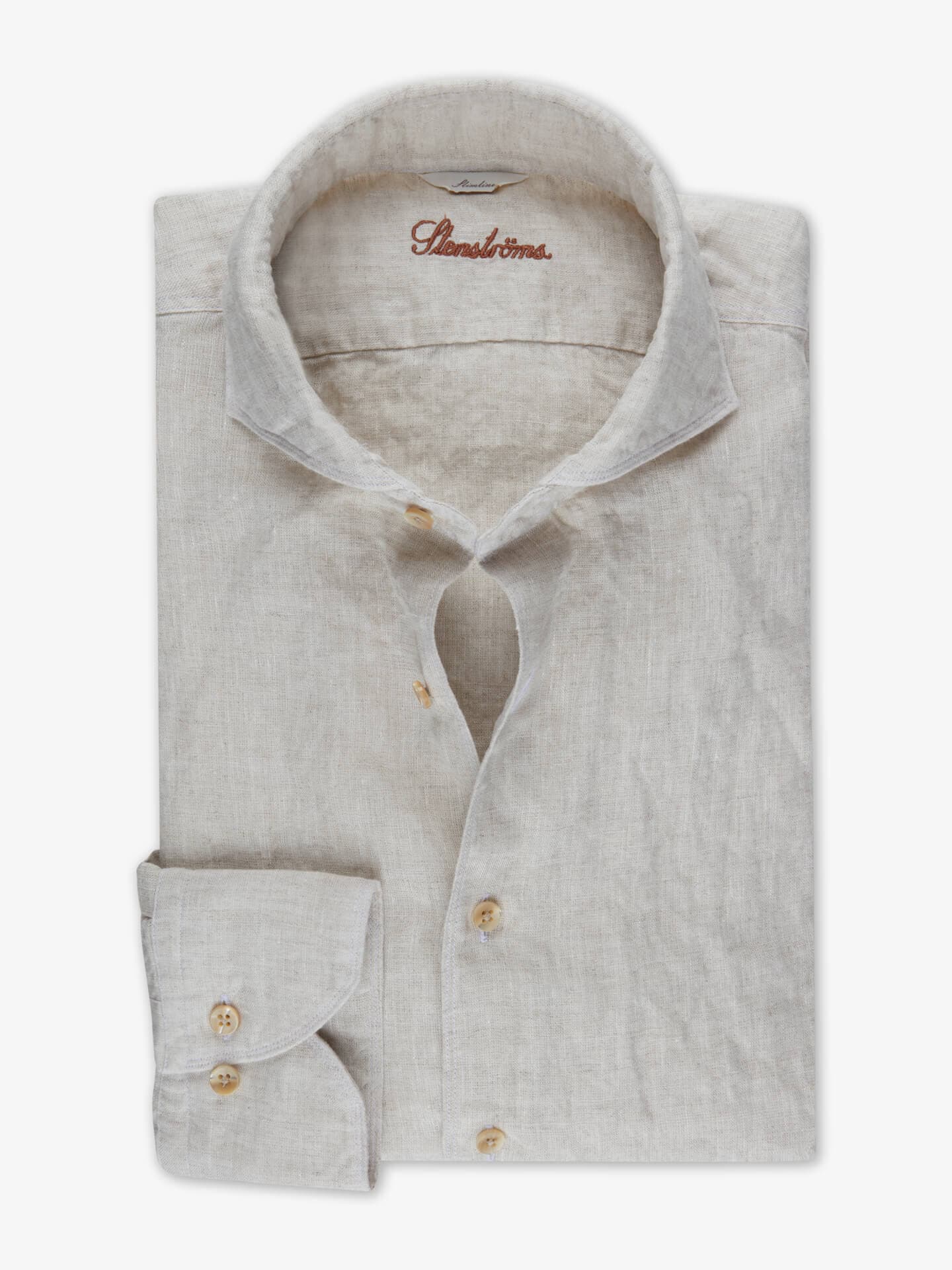 Stenströms Beige Linnekjorta, XL-ärmar | Herr | Herrskjortor | Storlek: S | Ljusbeige | Enfärgad