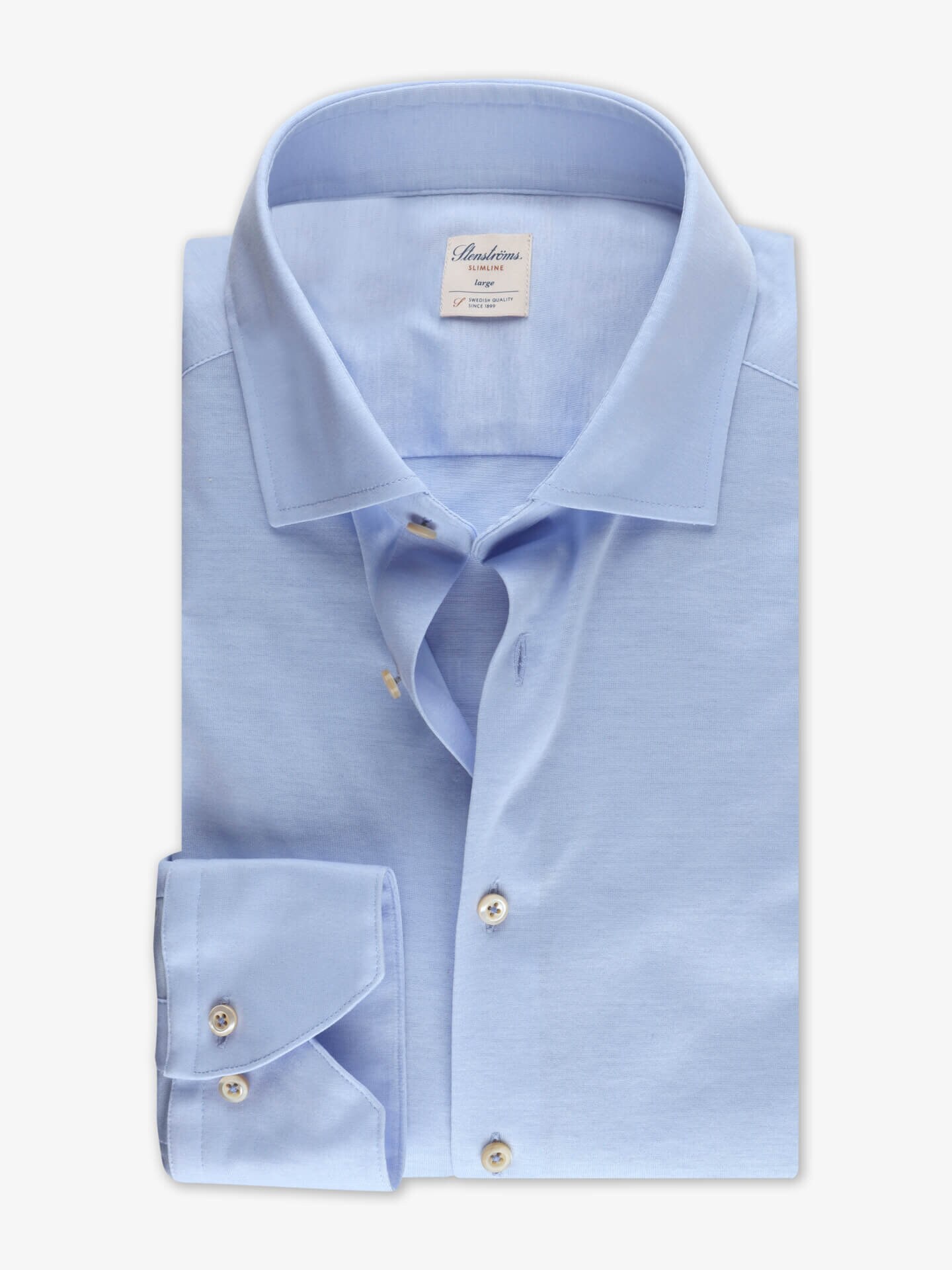 Stenströms Casual Ljus Blå Jersey Stretchskjorta | Herr | Herrskjortor | Slimline | Storlek: XXL | Ljusblå | Enfärgad | Lång Ärm