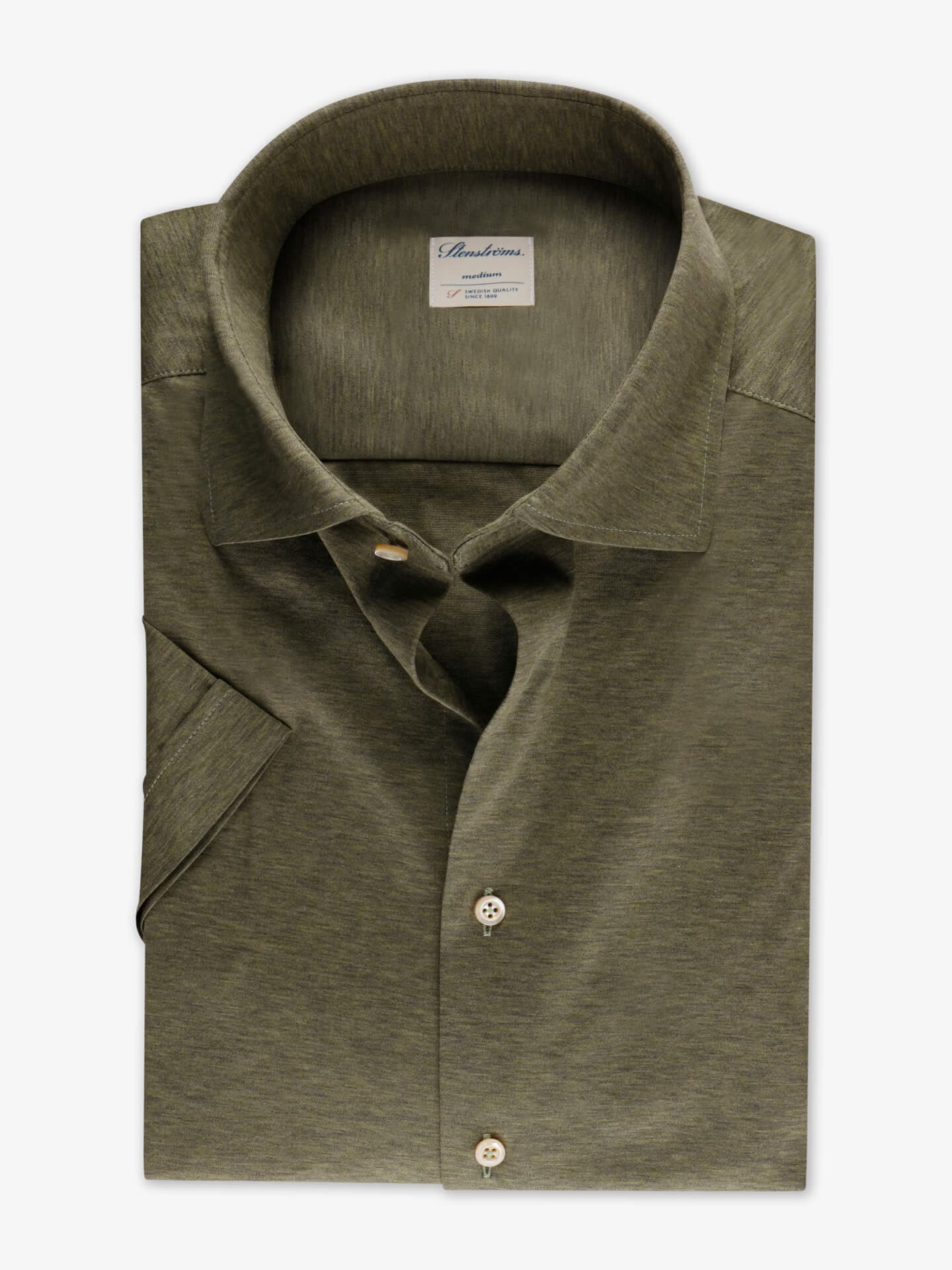 Stenströms Grön Jerseyskjorta, Kort Ärm | Herr | Herrskjortor | Slimline | Storlek: XXL | Grön | Enfärgad | Kort Ärm