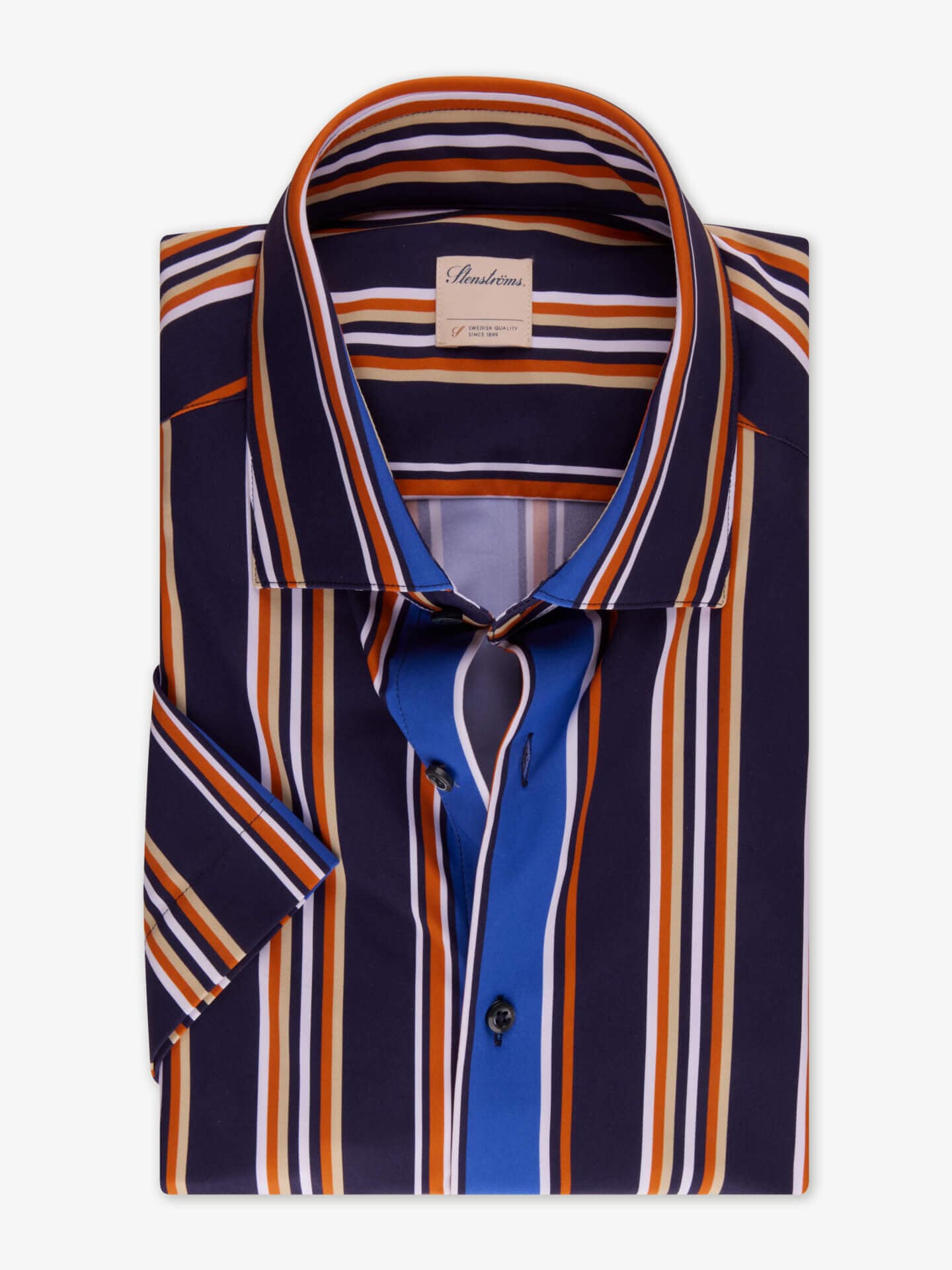 Stenströms Casual Blå Randig Jerseyskjorta, Kort Ärm | Herr | Herrskjortor | Slimline | Storlek: 3XL | Blå | Randig | Kort Ärm