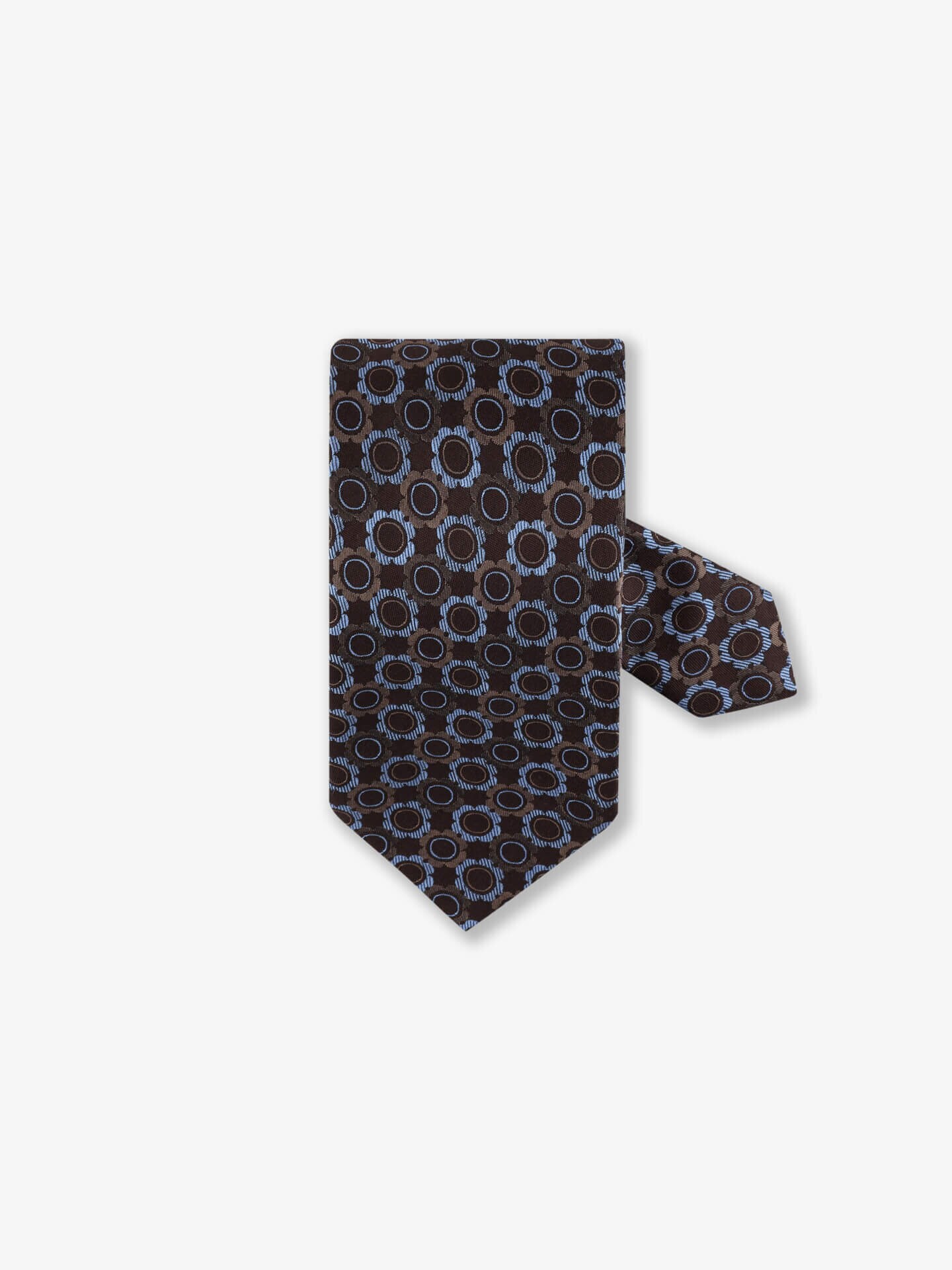 Stenströms Marinblå Mönstrad Sidenslips | Herr | Accessoarer | Storlek: One Size | Mörkbrun