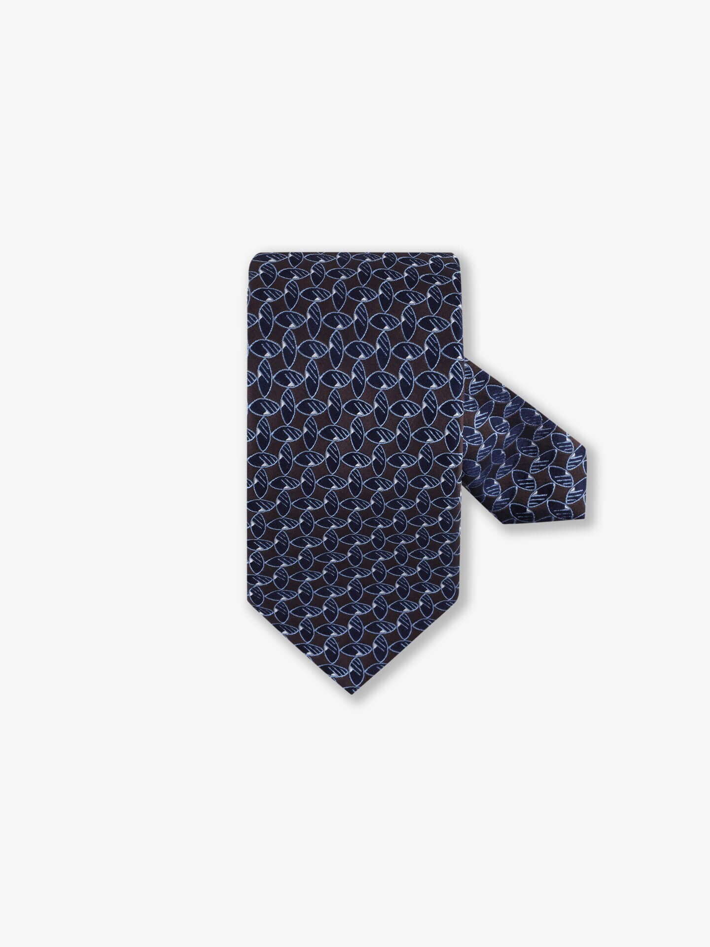 Stenströms Marinblå Mönstrad Sidenslips | Herr | Accessoarer | Storlek: One Size | Mörkbrun