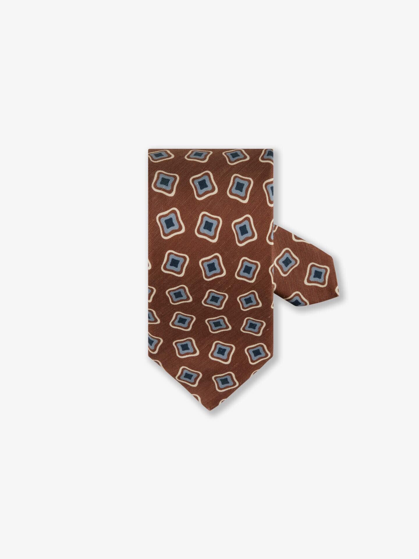 Stenströms Brun Mönstrad Siden/Linneslips | Herr | Accessoarer | Storlek: One Size | Brun