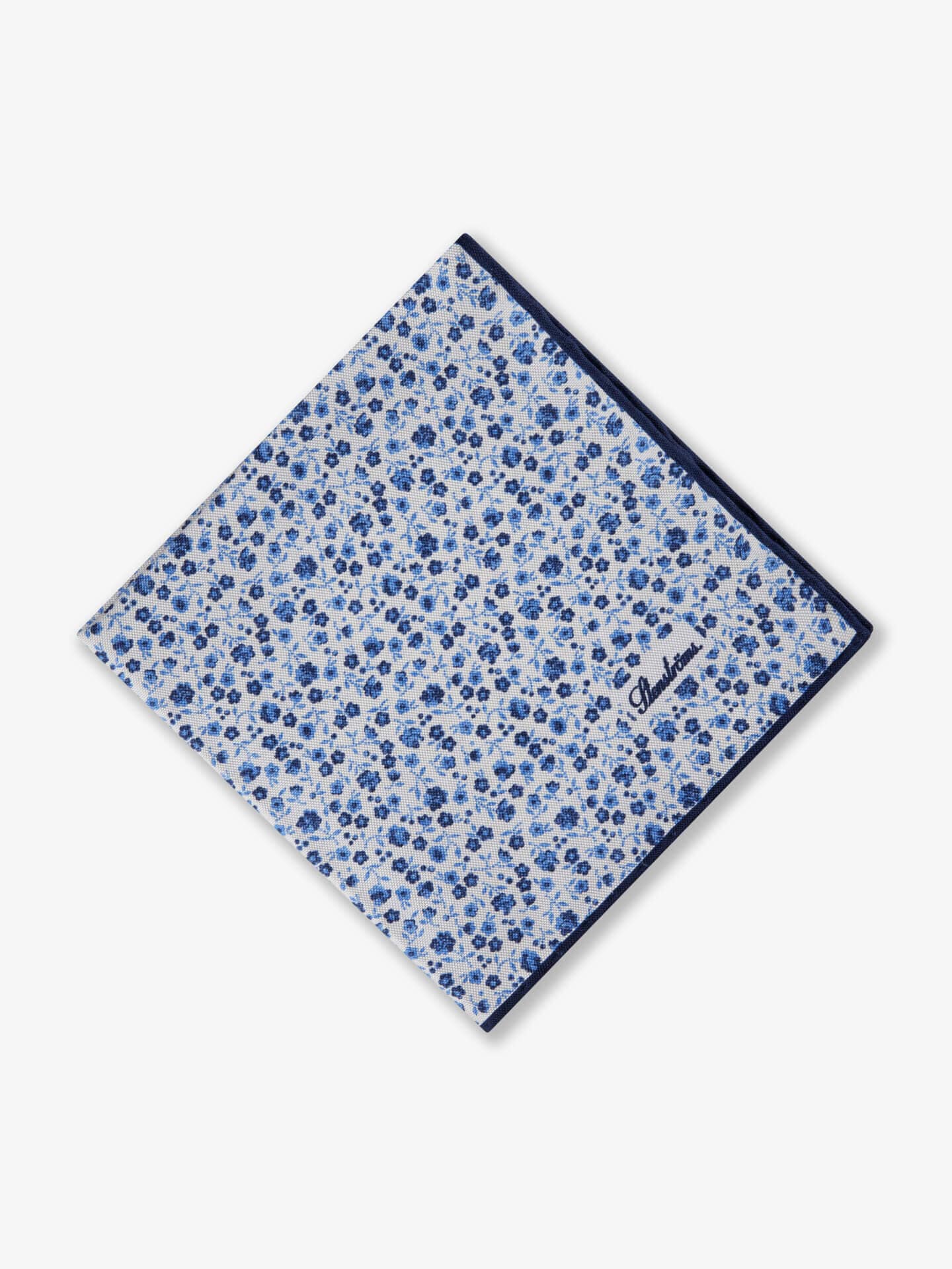 Stenströms Blommig Sidennäsduk | Herr | Accessoarer | Storlek: One Size | Marinblå