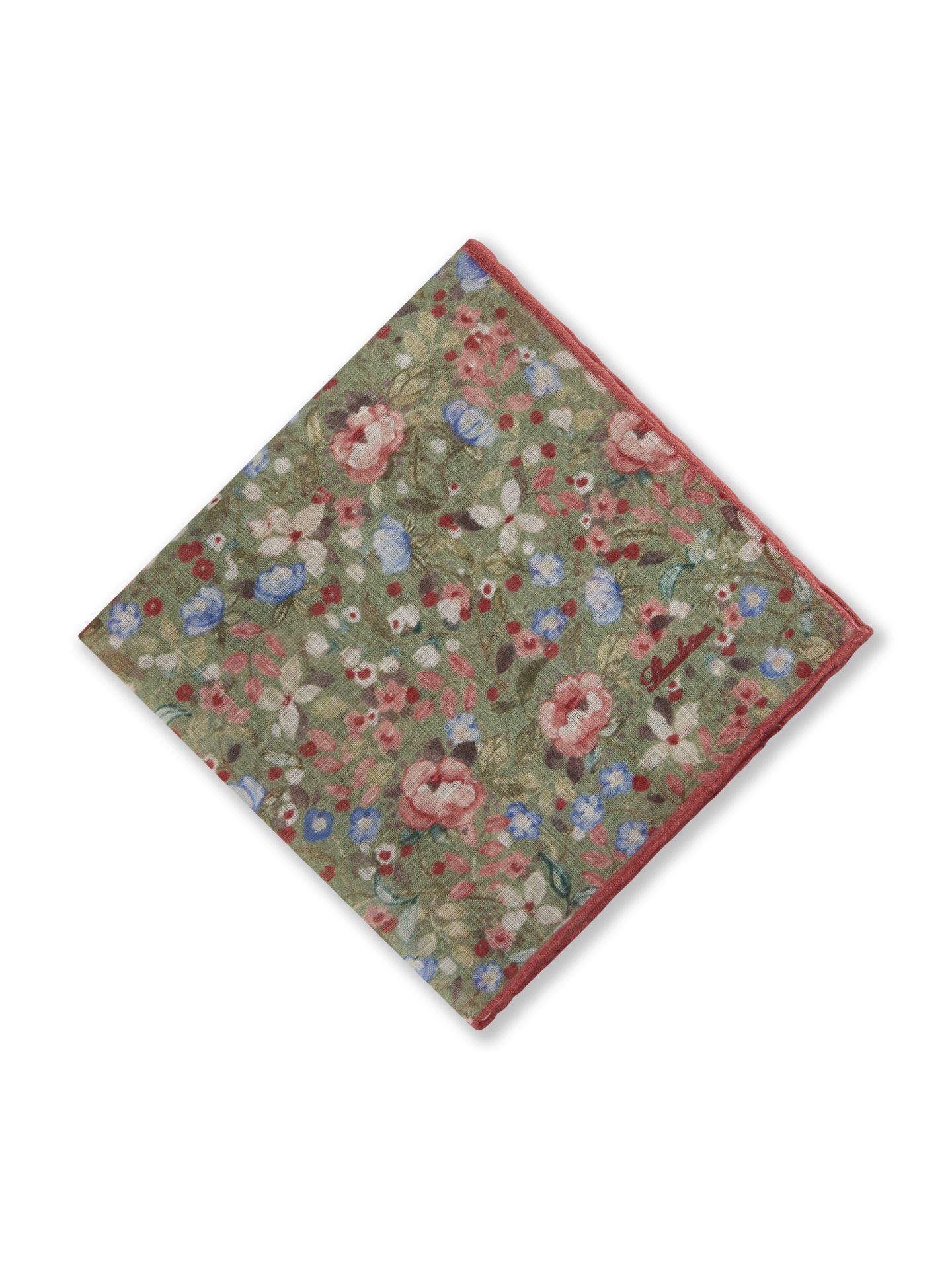 Stenströms Blomstret lommetørkle i bomull/lin | Herre | Accessoirer | Størrelse: One Size | Lyse rød