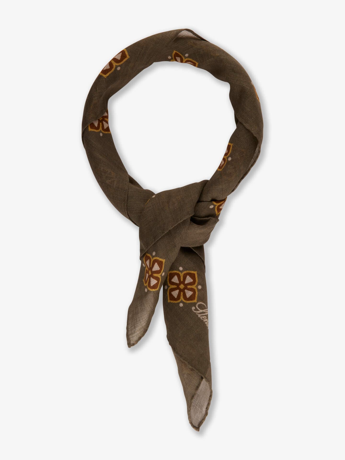 Stenströms Mossgrön Mönstrad Bomull/Linné Scarf | Herr | Accessoarer | Storlek: One Size | Grön