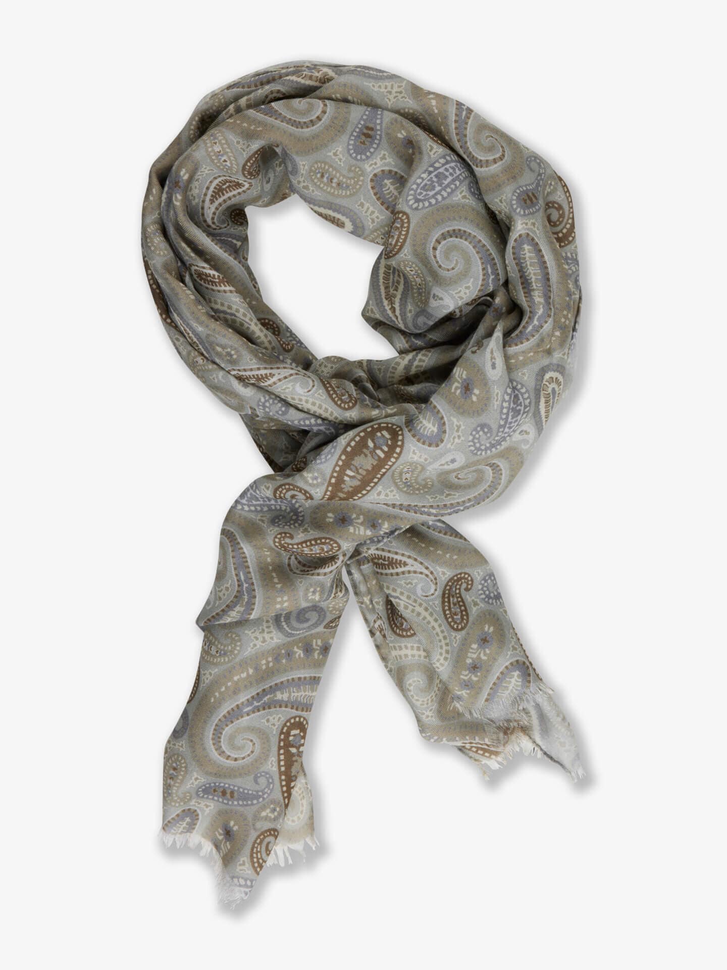 Stenströms Ljusbeige Paisleymönstrad Cashmere Scarf | Herr | Accessoarer | Storlek: One Size | Grön