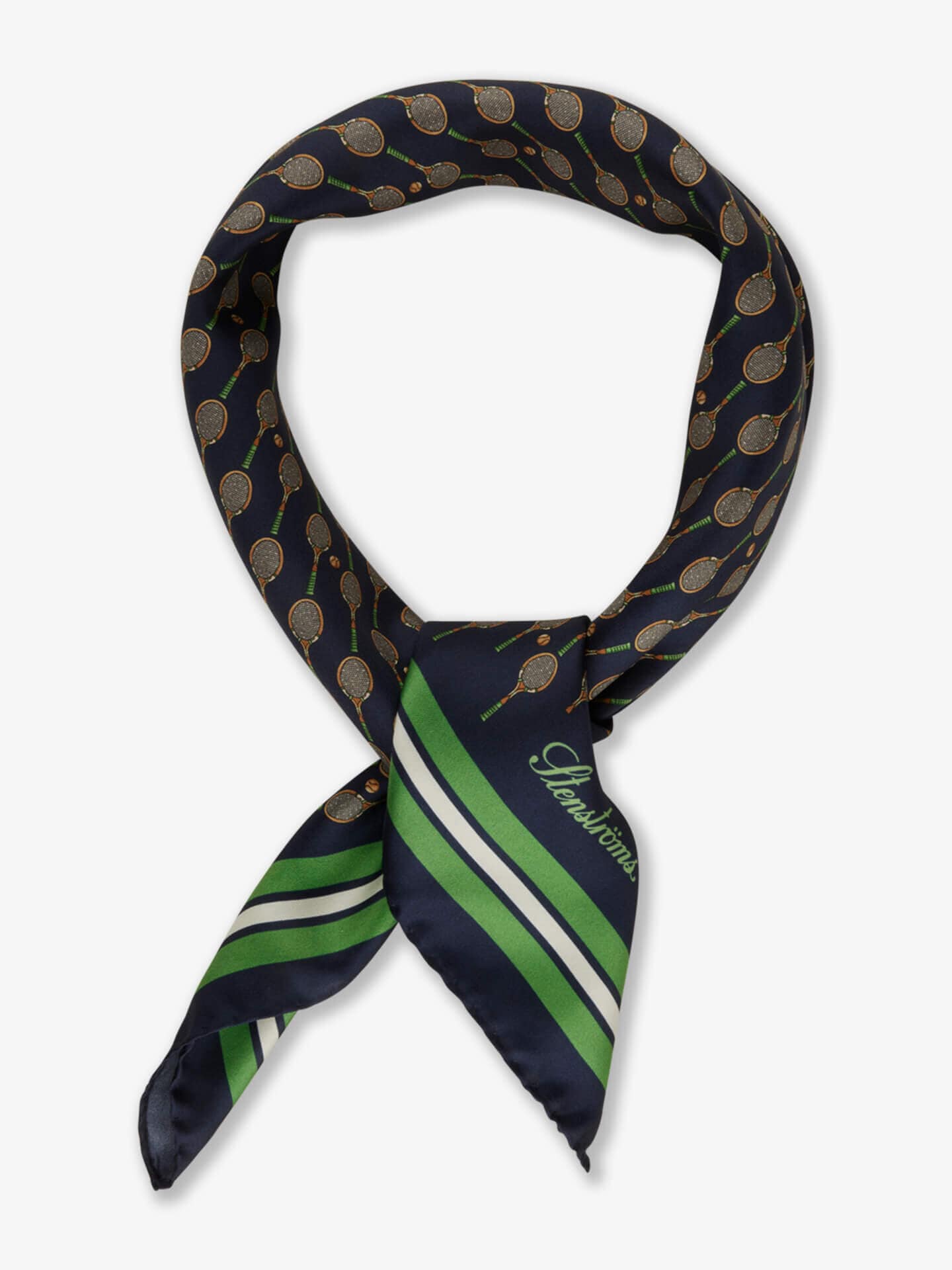 Stenströms Grön Mönstrad Sidenbandana | Herr | Accessoarer | Storlek: One Size | Grön