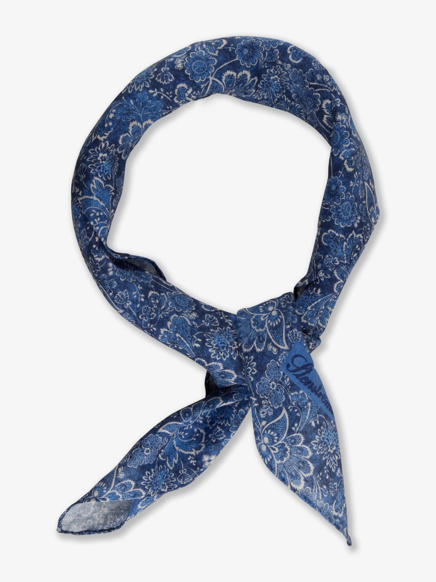 Stenströms Blå Blommig Linnebandana | Herr | Accessoarer | Storlek: One Size | Blå