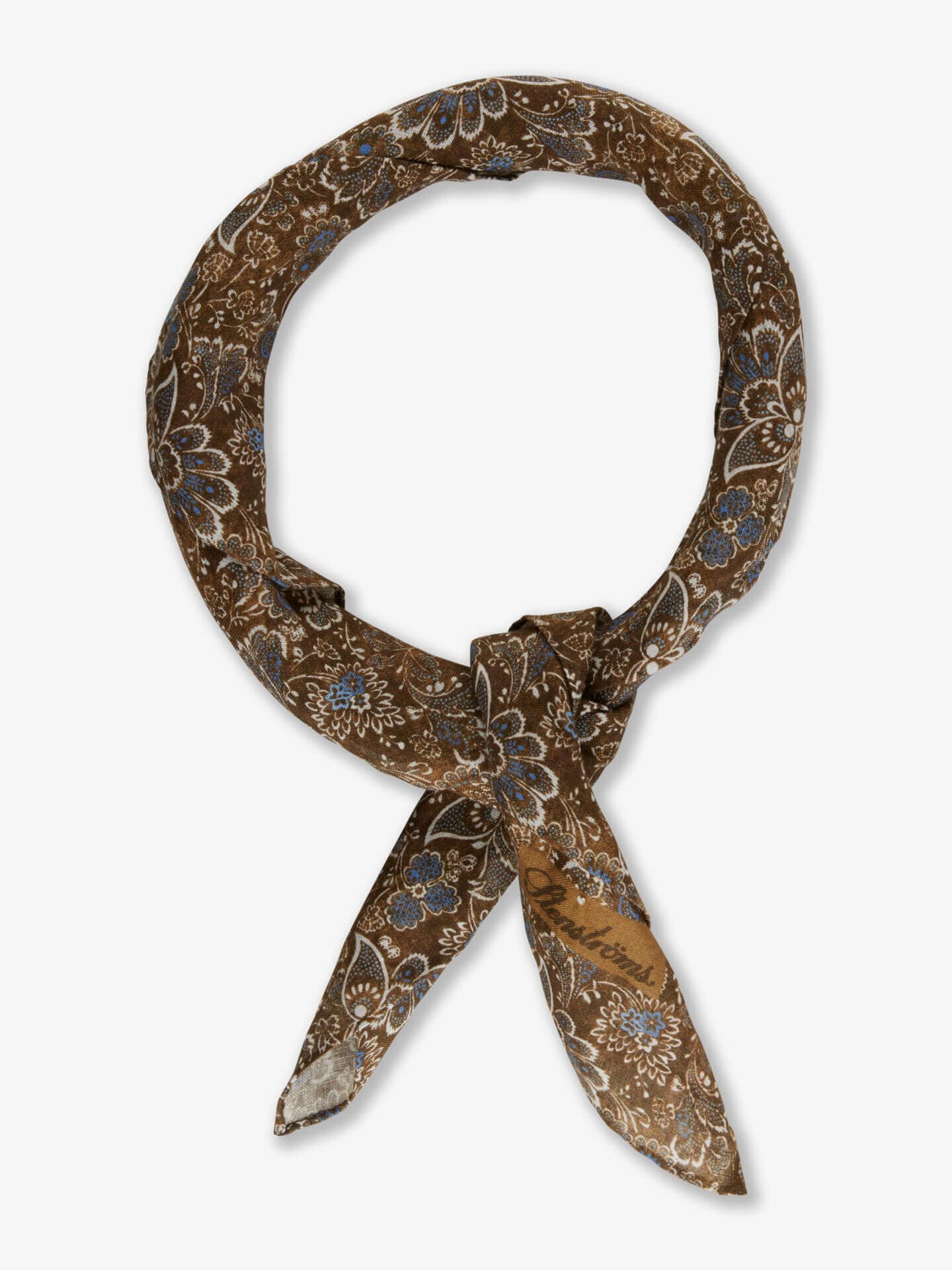 Stenströms Brun blomstret linbandana | Herre | Accessoirer | Størrelse: One Size | Brun
