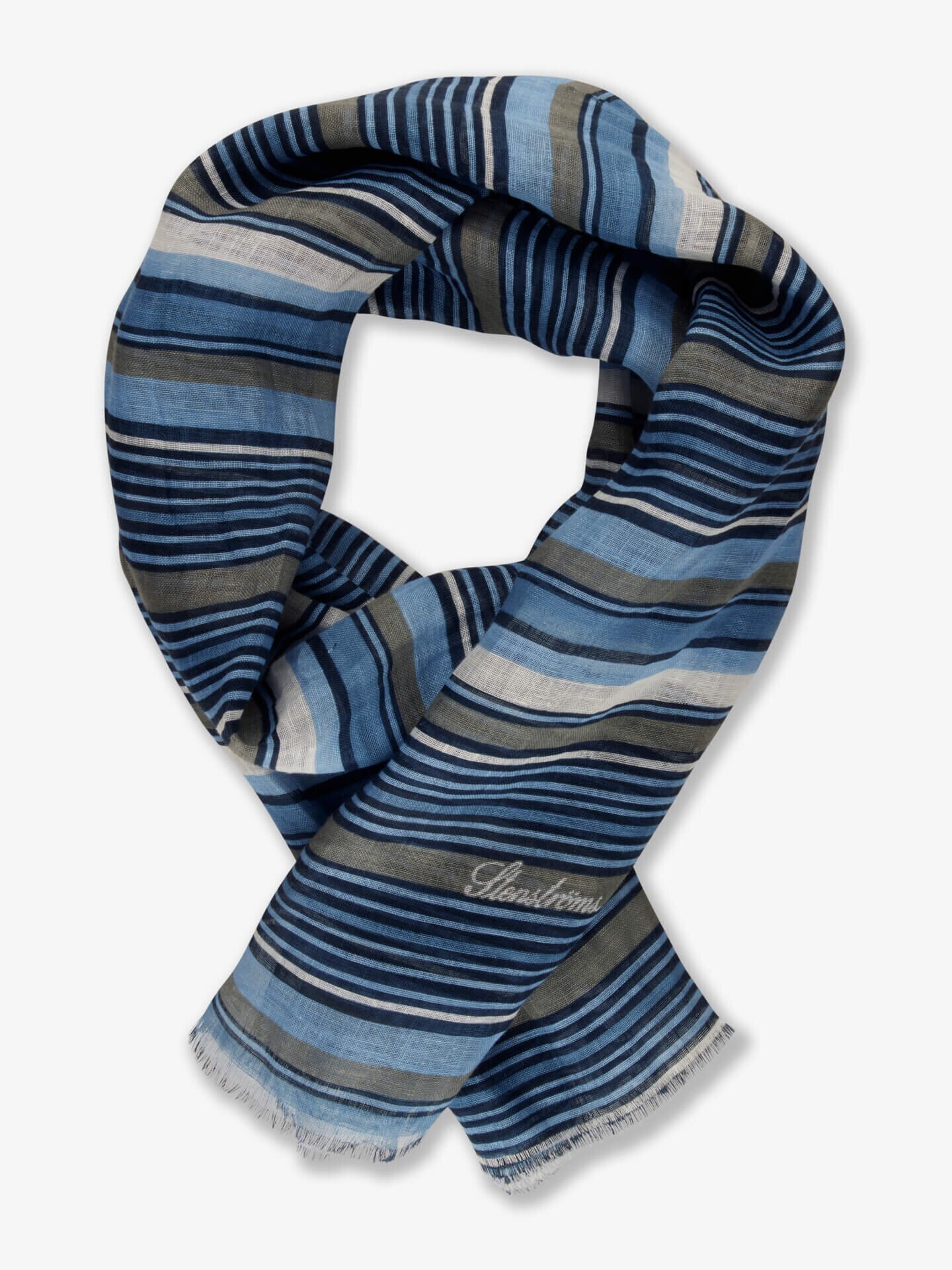 Stenströms Marinblå Randig Linnescarf | Herr | Accessoarer | Storlek: One Size | Marinblå