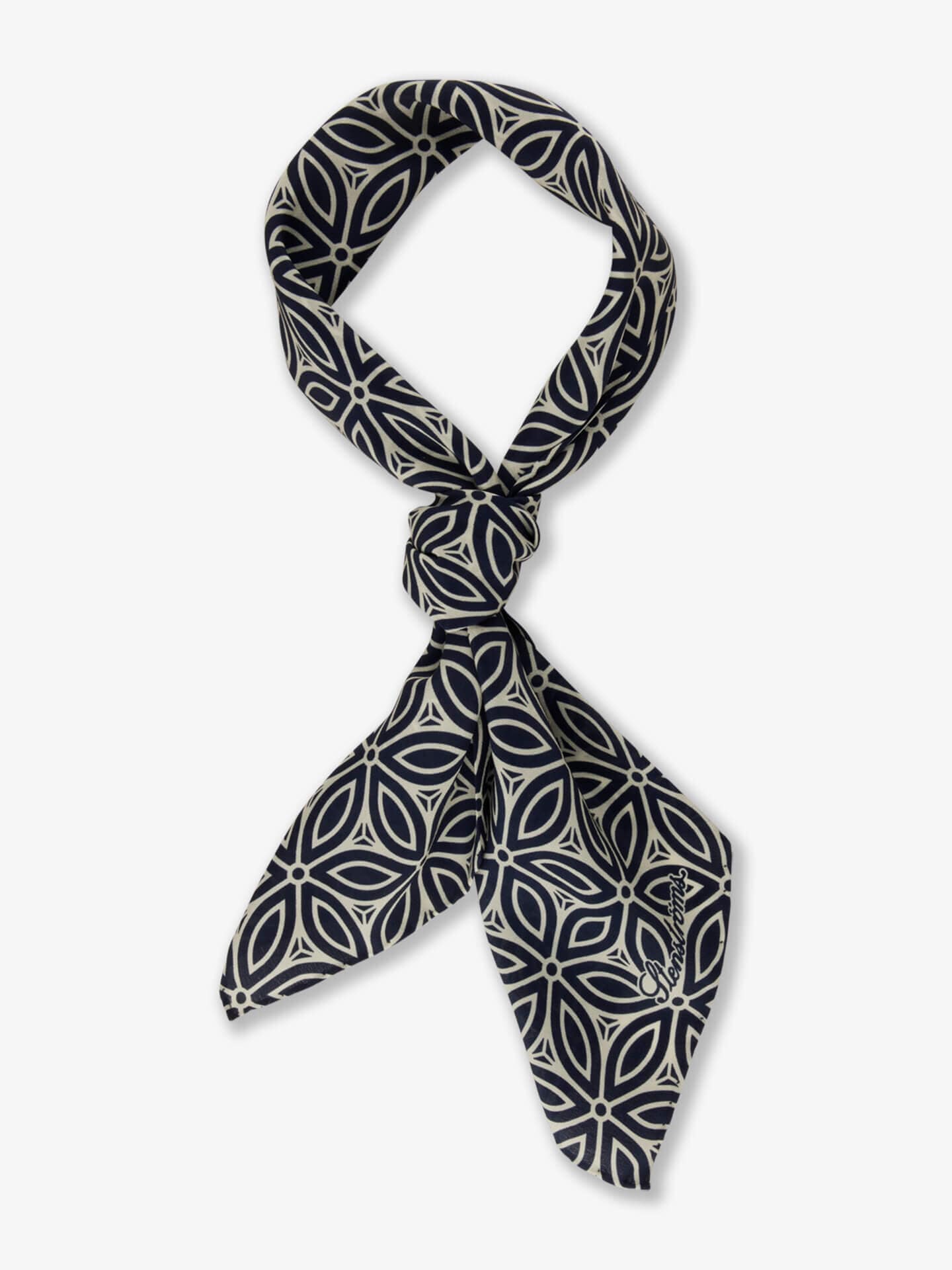 Stenströms Mörkblå Mönstrad Sidenscarf | Herr | Accessoarer | Storlek: One Size | Mörkblå