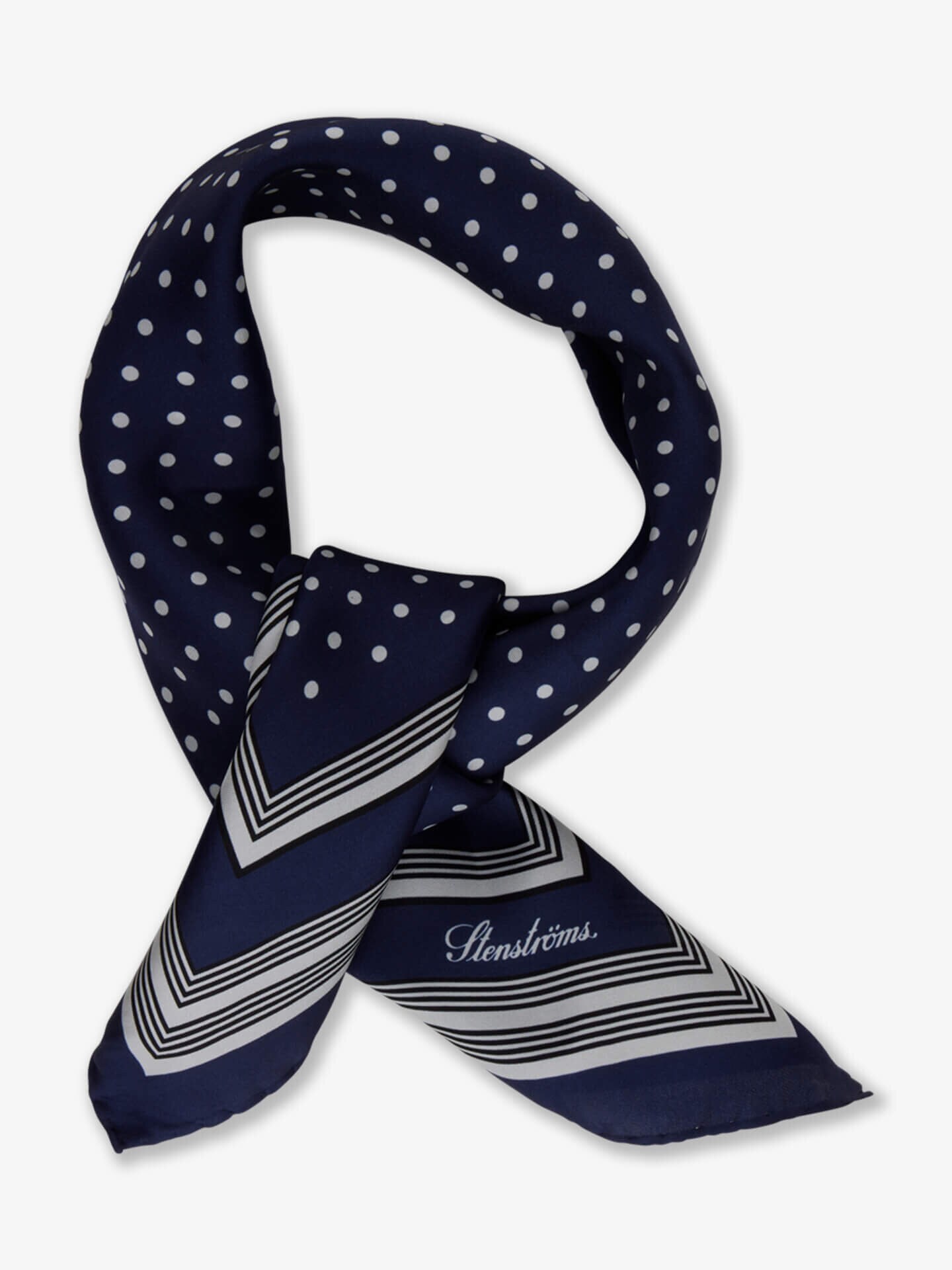 Stenströms Marinblå Prickig Sidenscarf | Dam | Accessoarer | Storlek: One Size | Marinblå