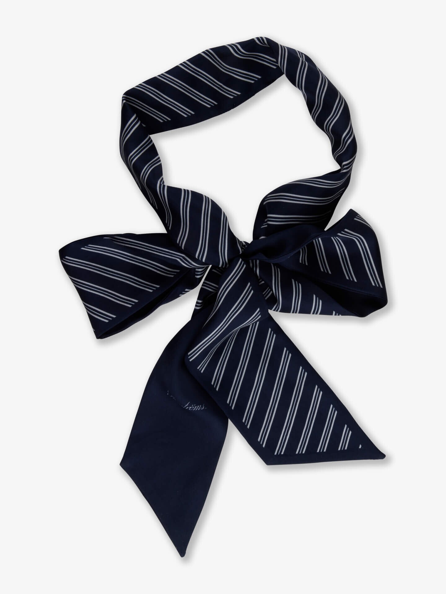 Stenströms Marinblå Randig Sidenscarf | Dam | Accessoarer | Storlek: One Size | Marinblå