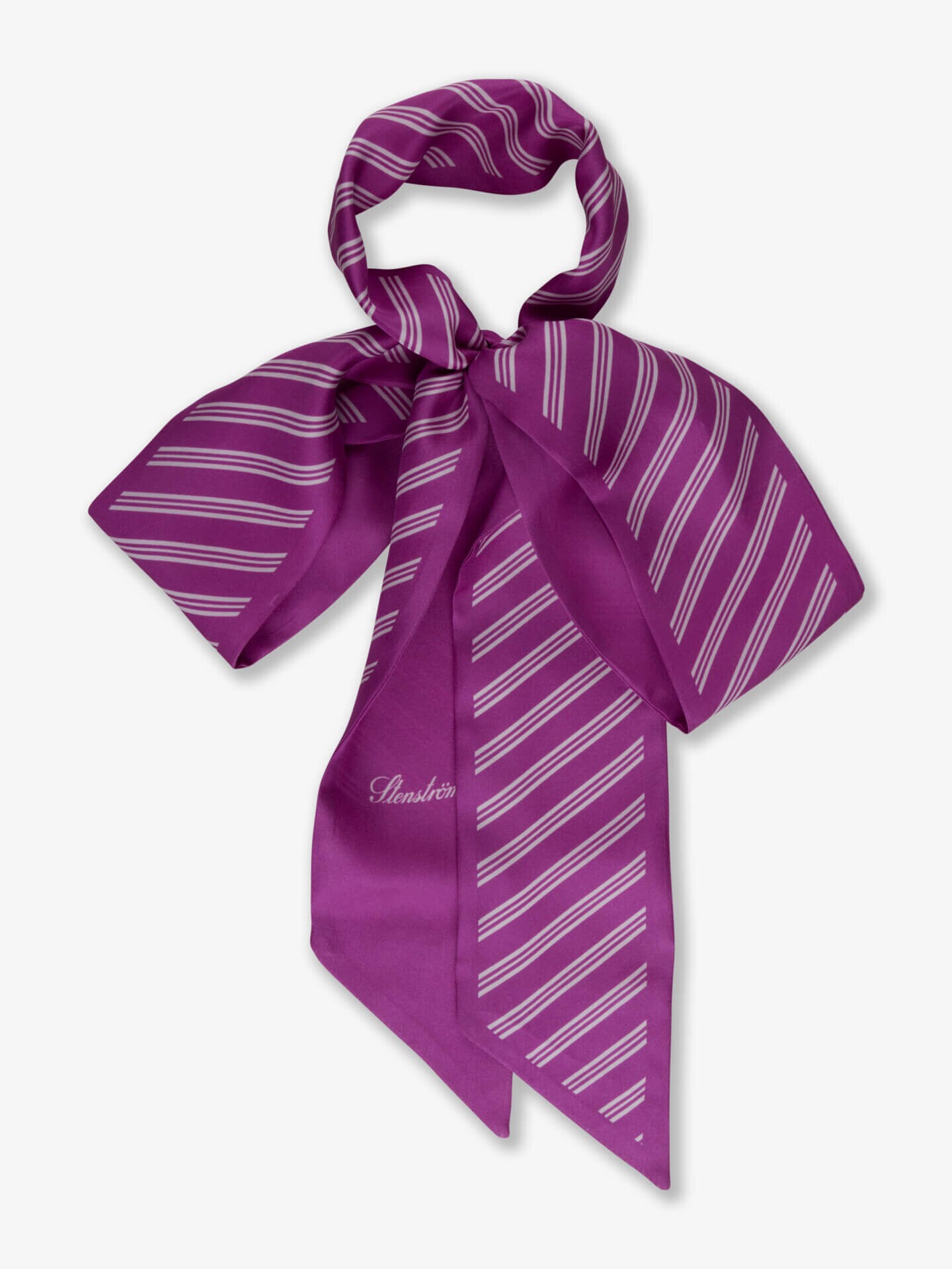 Stenströms Mörkrosa Randig Sidenscarf | Dam | Accessoarer | Storlek: One Size | Mörkrosa