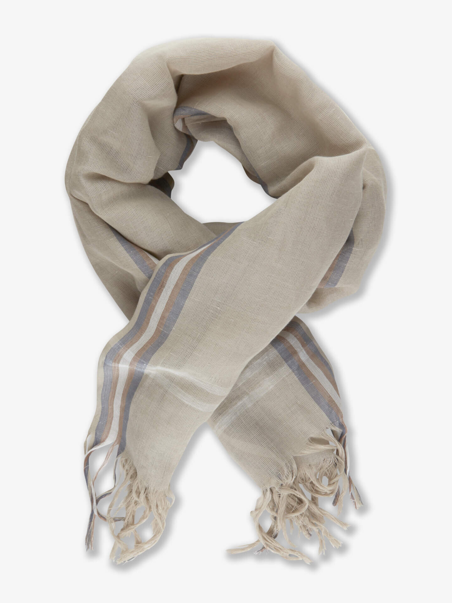 Stenströms Grön Bomull Linne Scarf | Dam | Accessoarer | Storlek: One Size | Ljusgrå