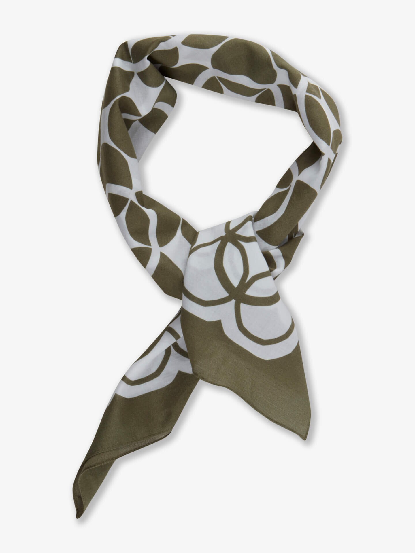 Stenströms Olivgrön Mönstrad Bomullscarf | Dam | Accessoarer | Storlek: One Size | Grön