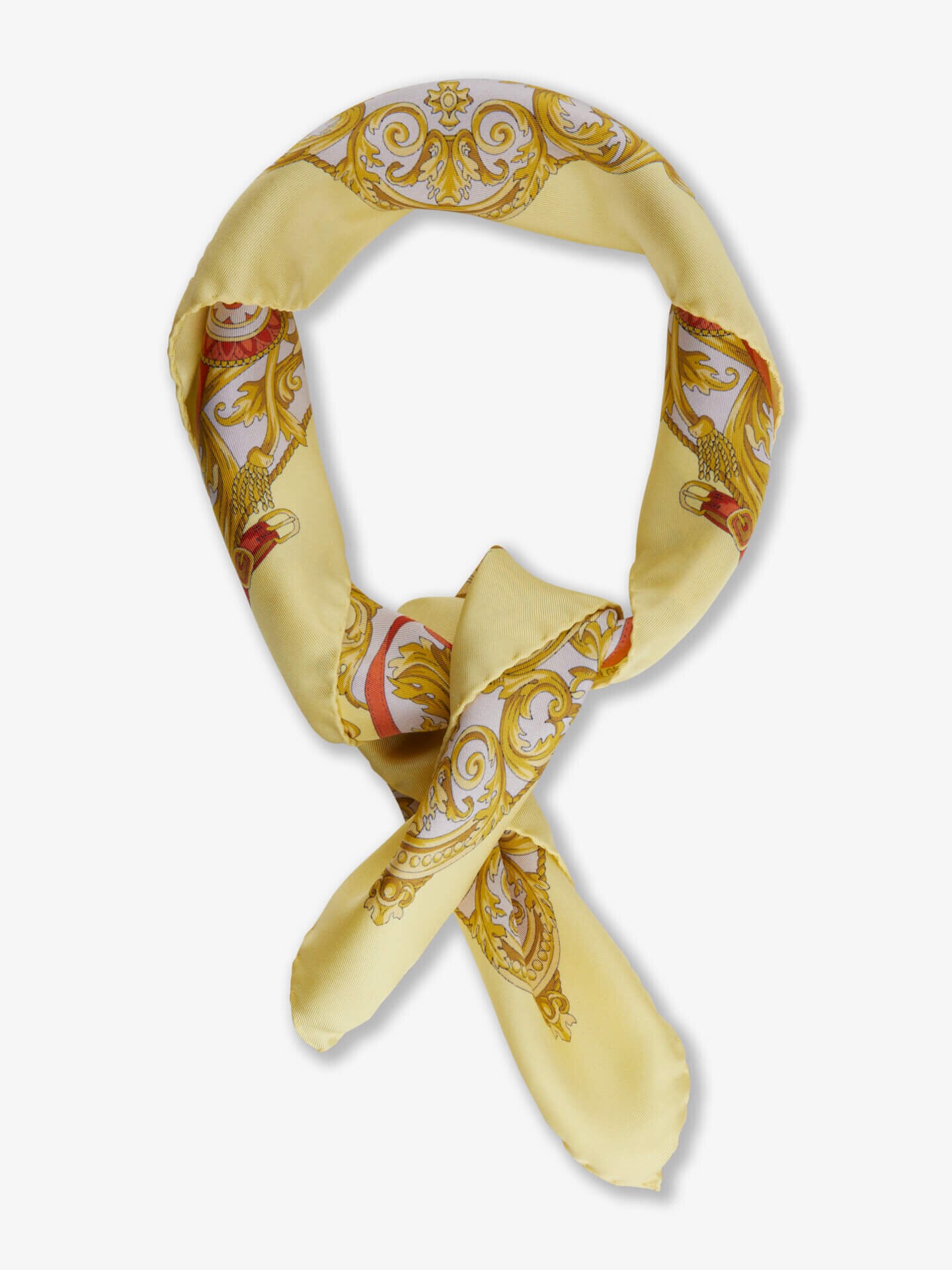Stenströms Ljusgul Mönstrad Sidenscarf | Dam | Accessoarer | Storlek: One Size | Ljusgul