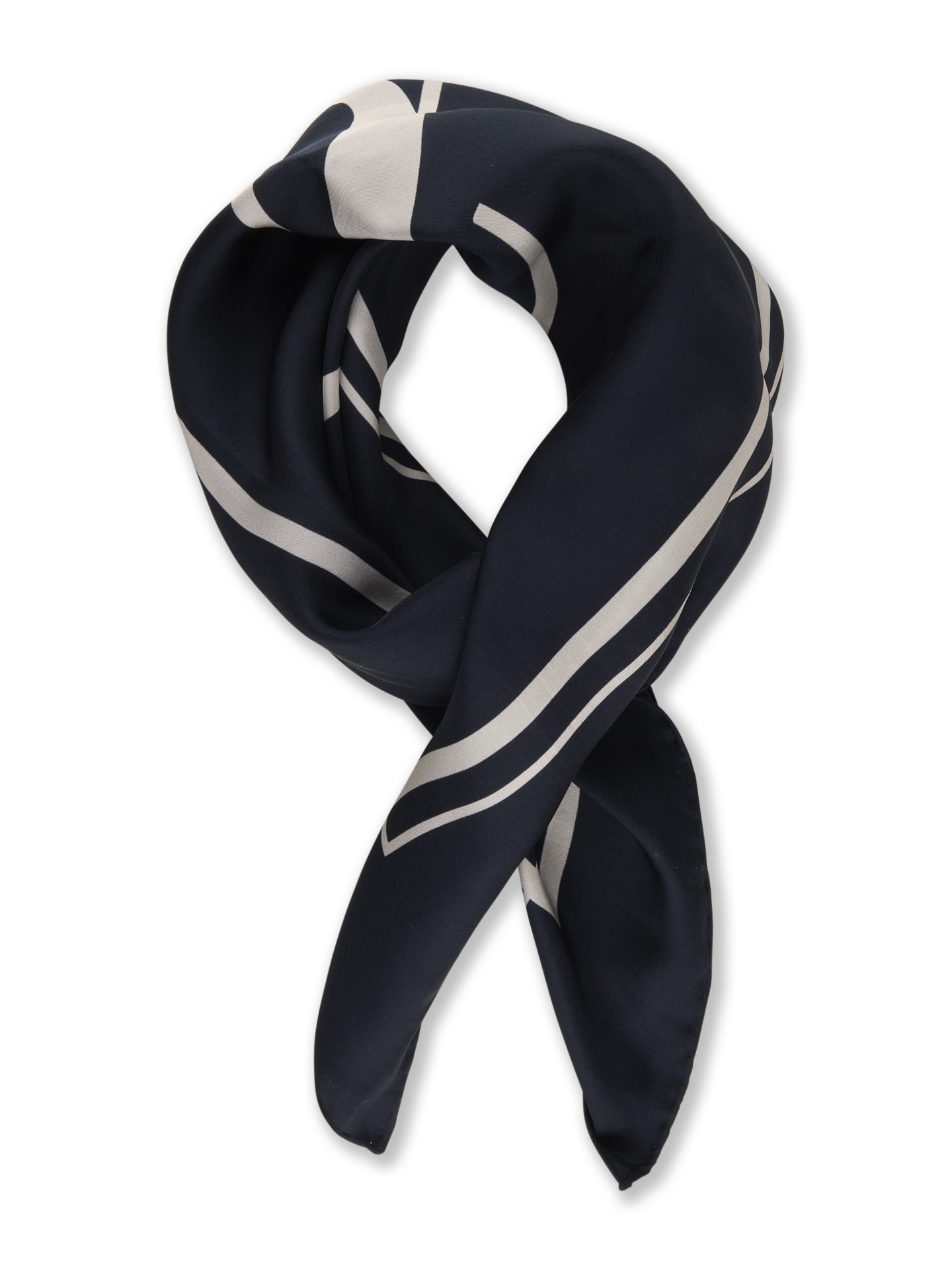 Stenströms Marinblå Mönstrad Sidenscarf | Dam | Accessoarer | Storlek: One Size | Marinblå