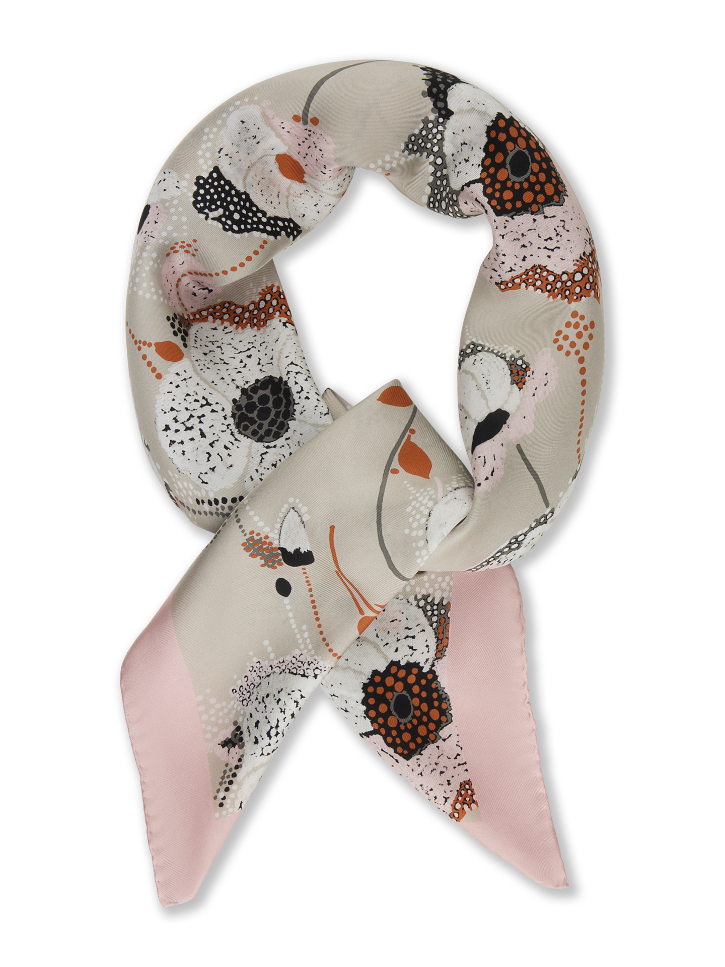 Beige Floral Silk Scarf | Stenstromsoutlet.com